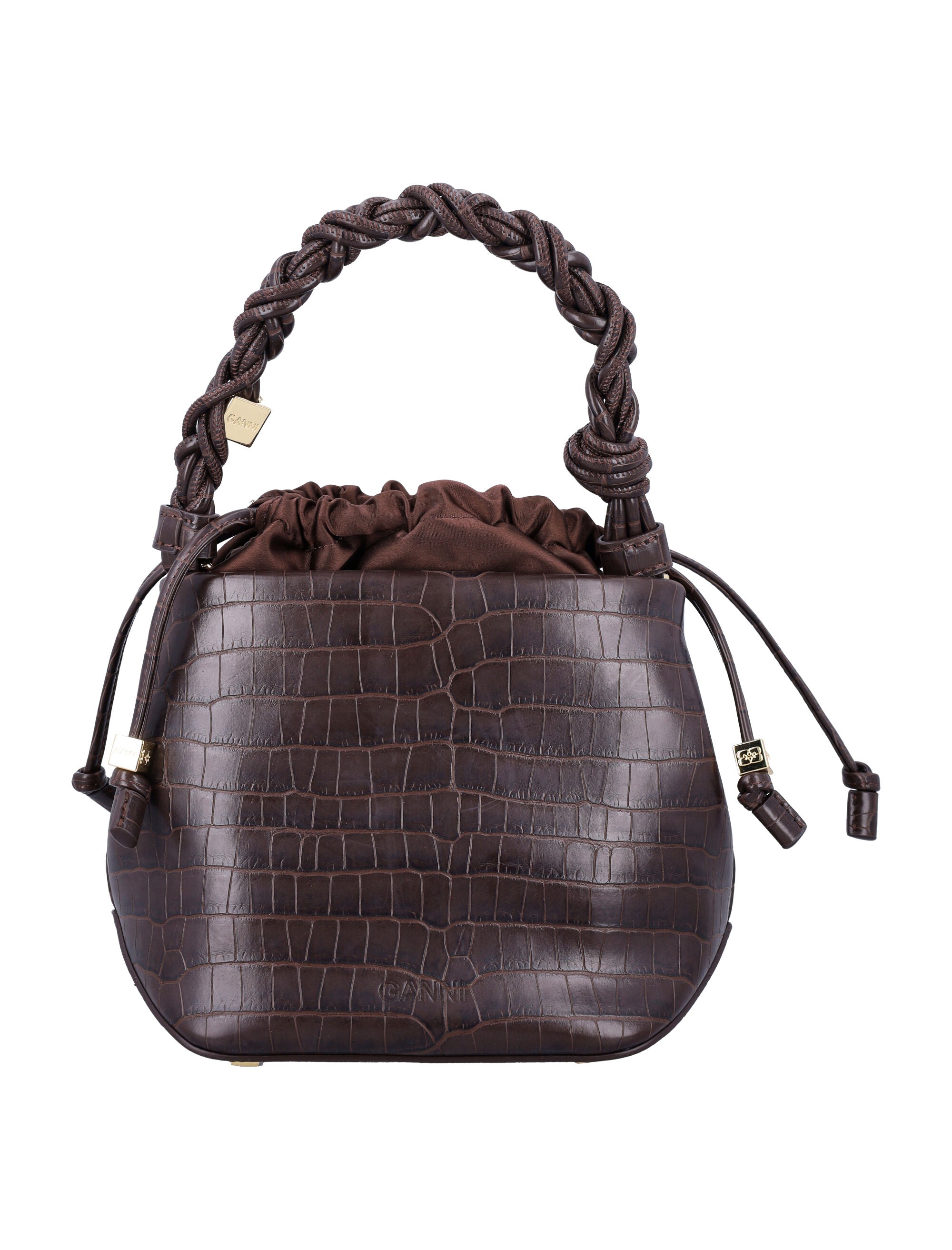 GANNI Chic Bucket Handbag with Croc-Embossed Details - 33CM Height