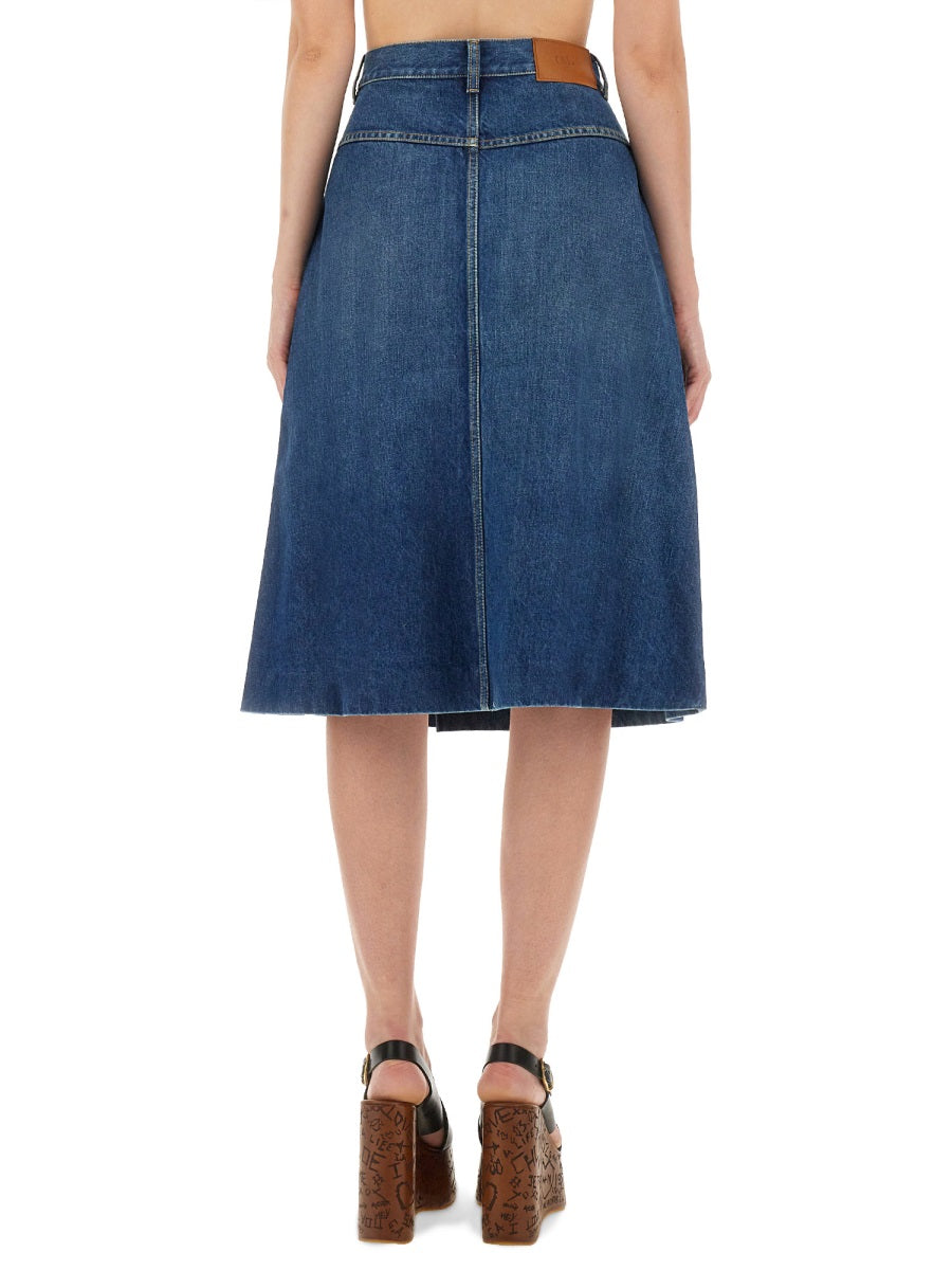 CHLOÉ Kneelength Cotton Denim Skirt for Women