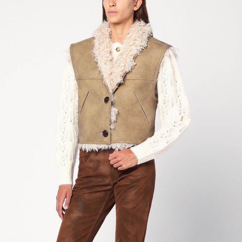 ISABEL MARANT ETOILE Eco-Leather Vest with Shearling-Effect Lining for Women