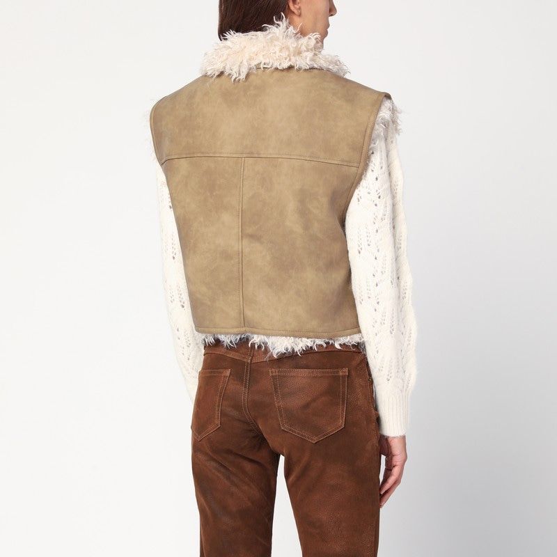 ISABEL MARANT ETOILE Eco-Leather Vest with Shearling-Effect Lining for Women