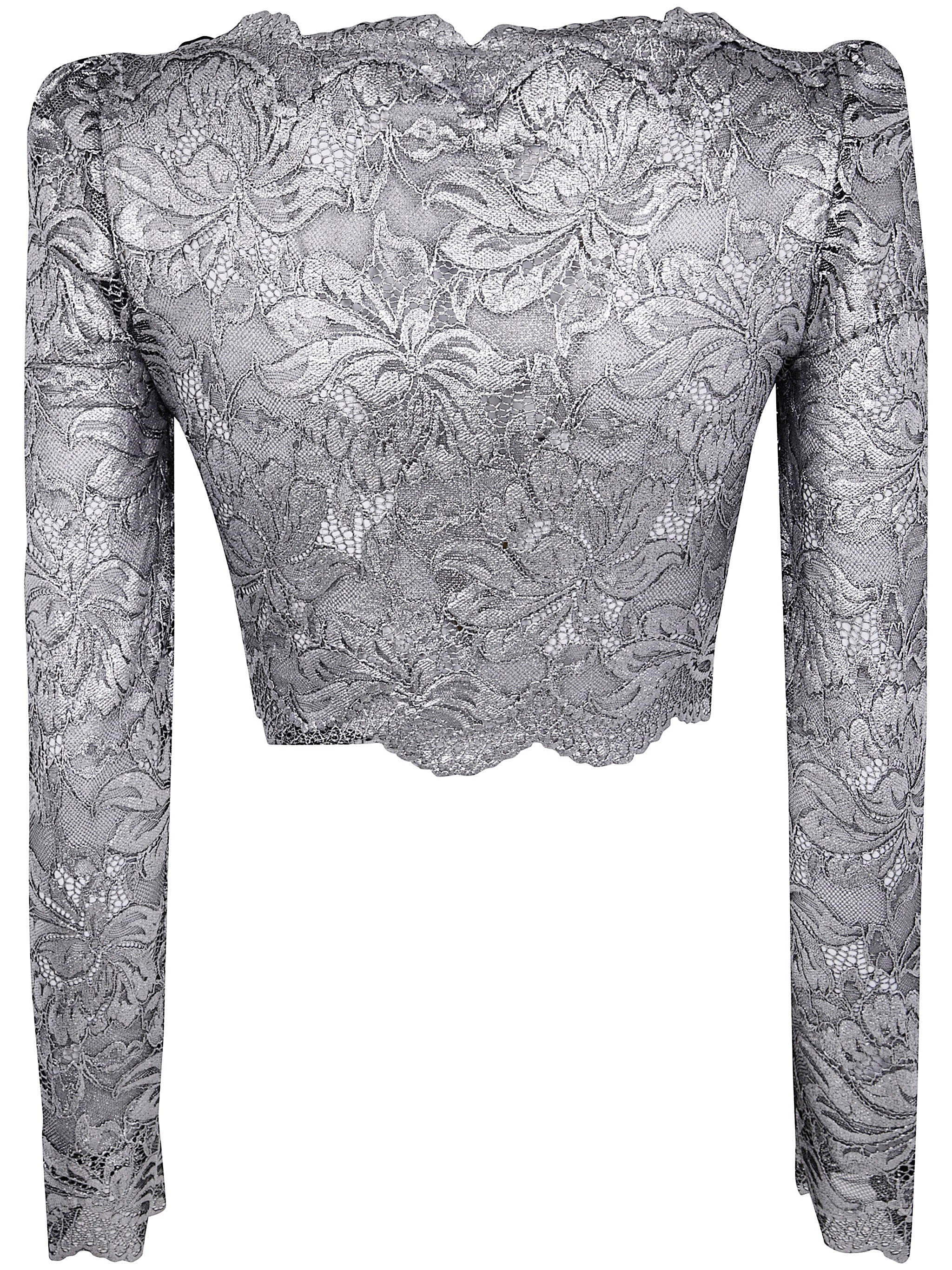 PACO RABANNE Cropped Long Sleeves Lace Top for Women