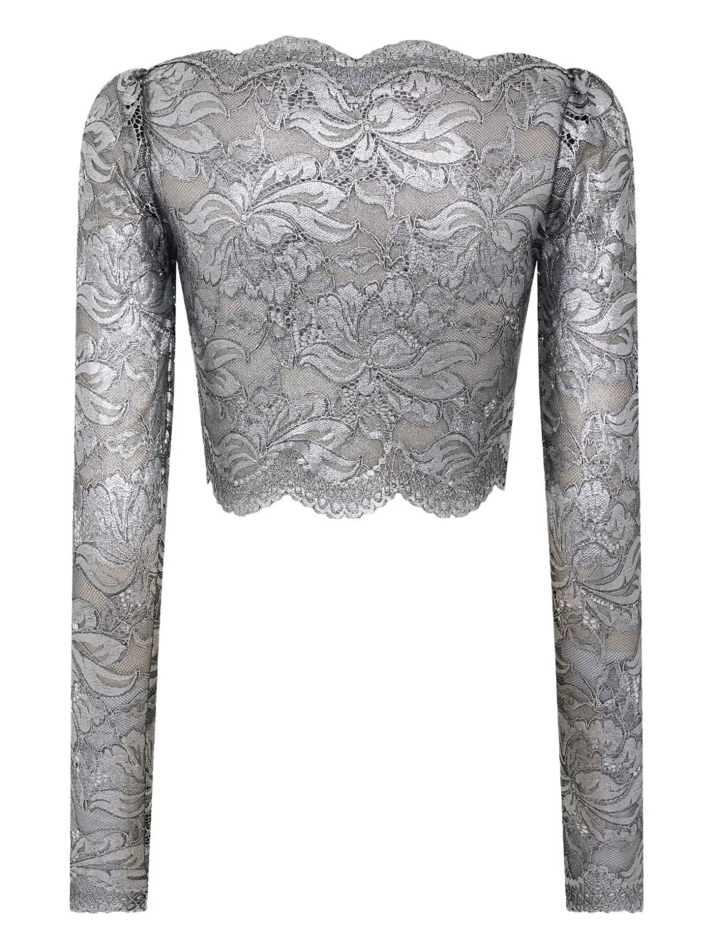 PACO RABANNE Cropped Long Sleeves Lace Top for Women