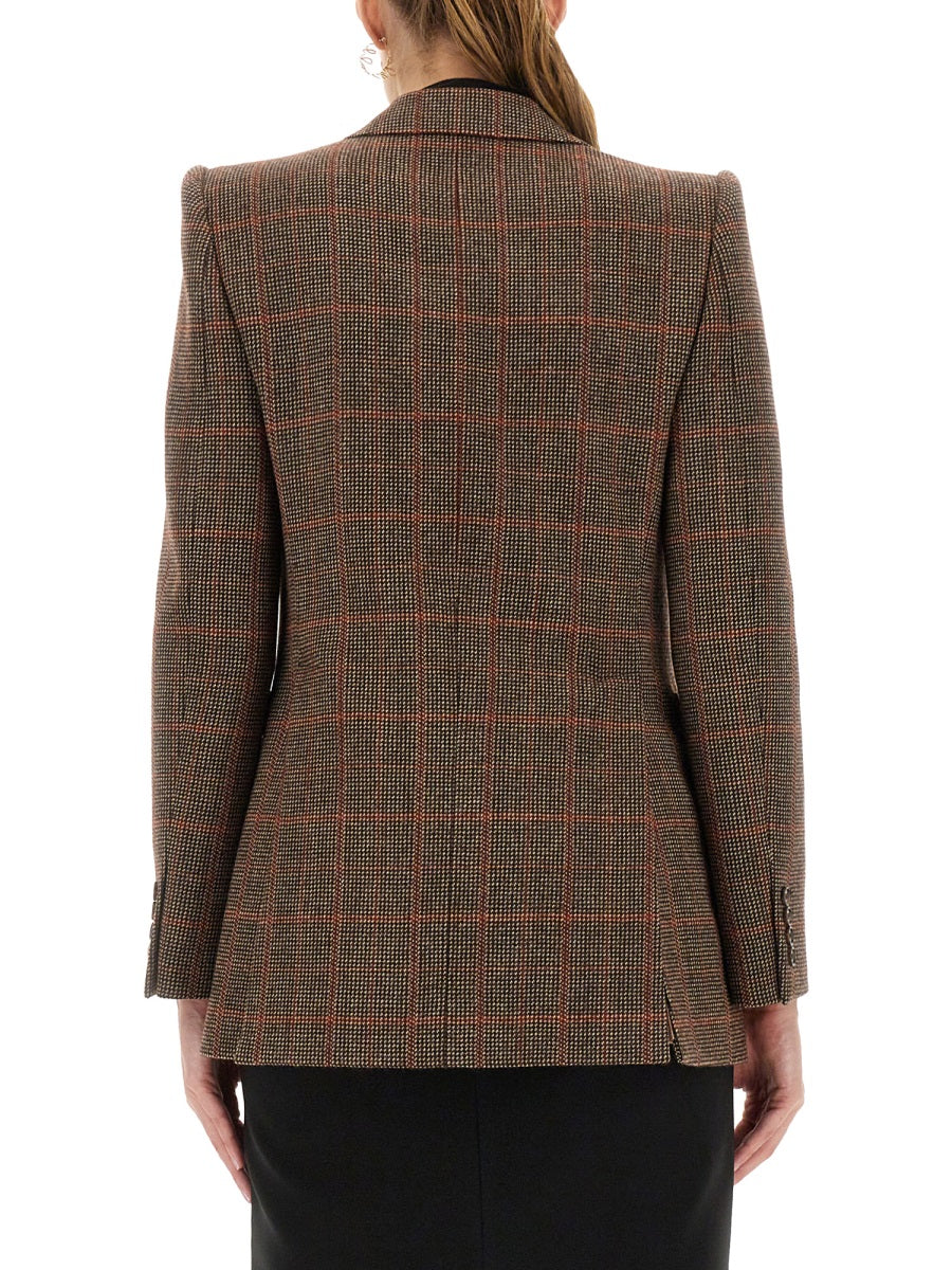 CHLOÉ Slim Fit Plaid Wool Tailored Jacket - Size 38