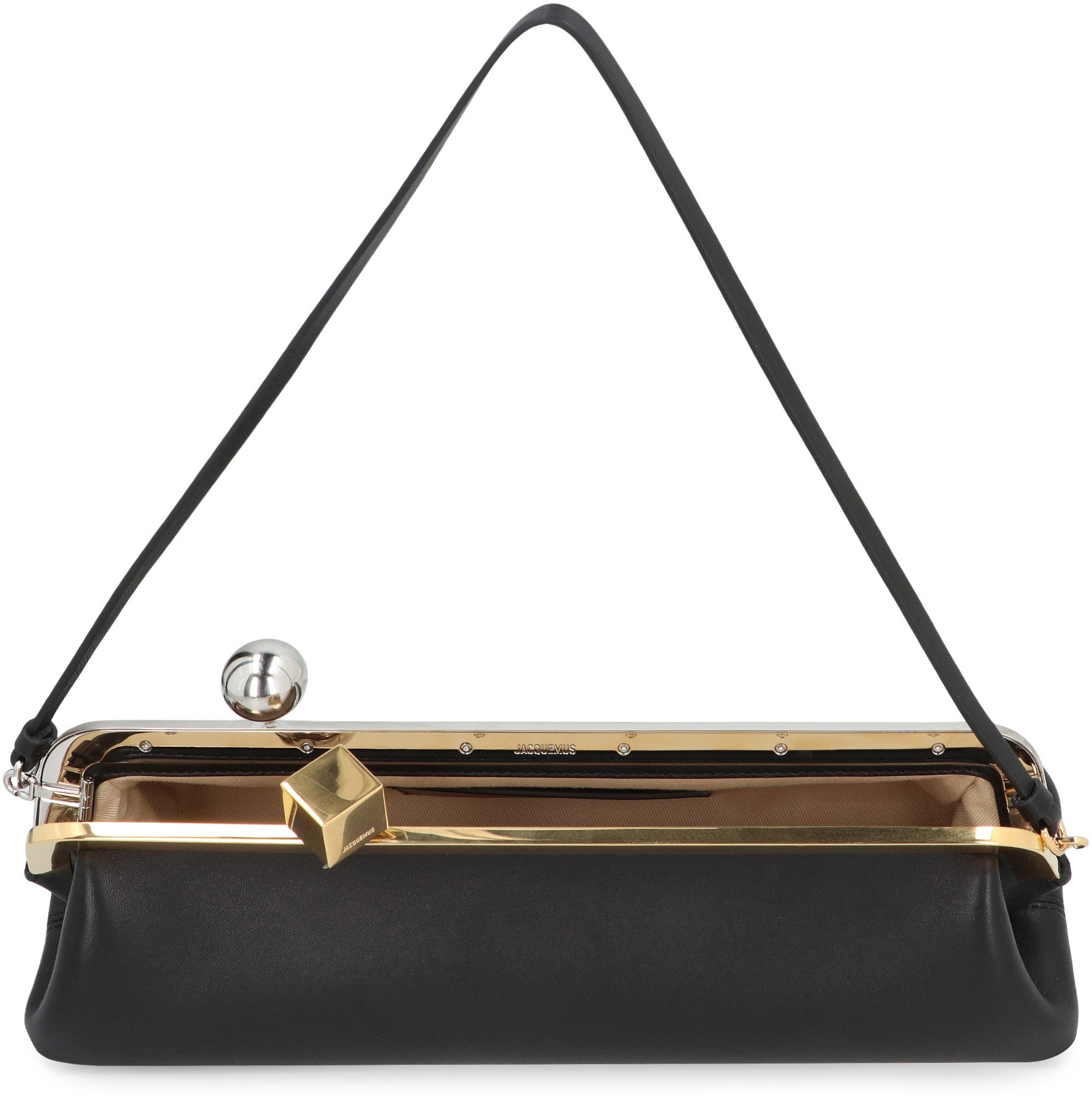 JACQUEMUS Elegant Mini Leather Clutch with Removable Handle