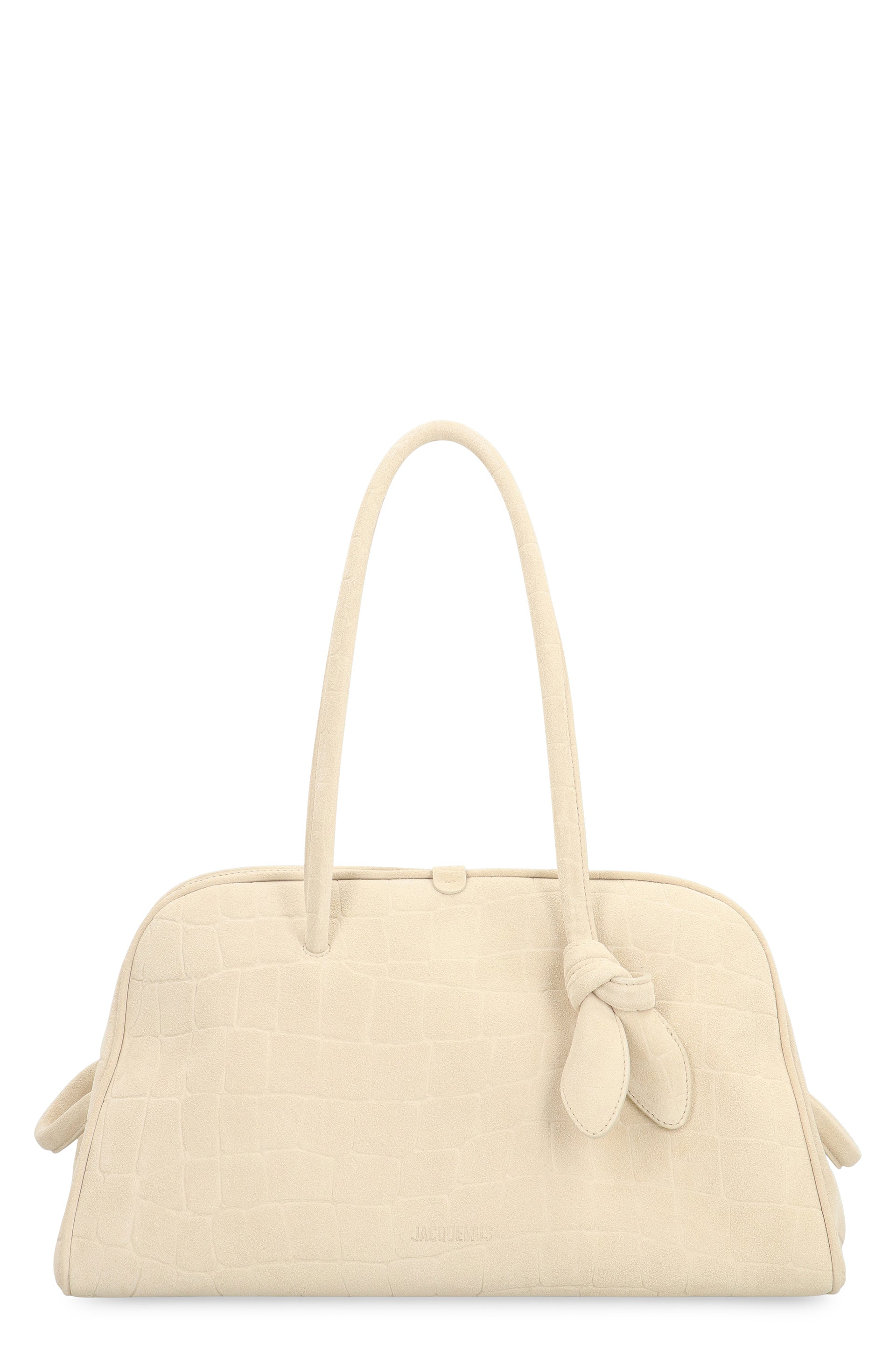 JACQUEMUS Luxury Suede Leather Handbag with Rigid Handles - 39cm x 21cm x 17cm