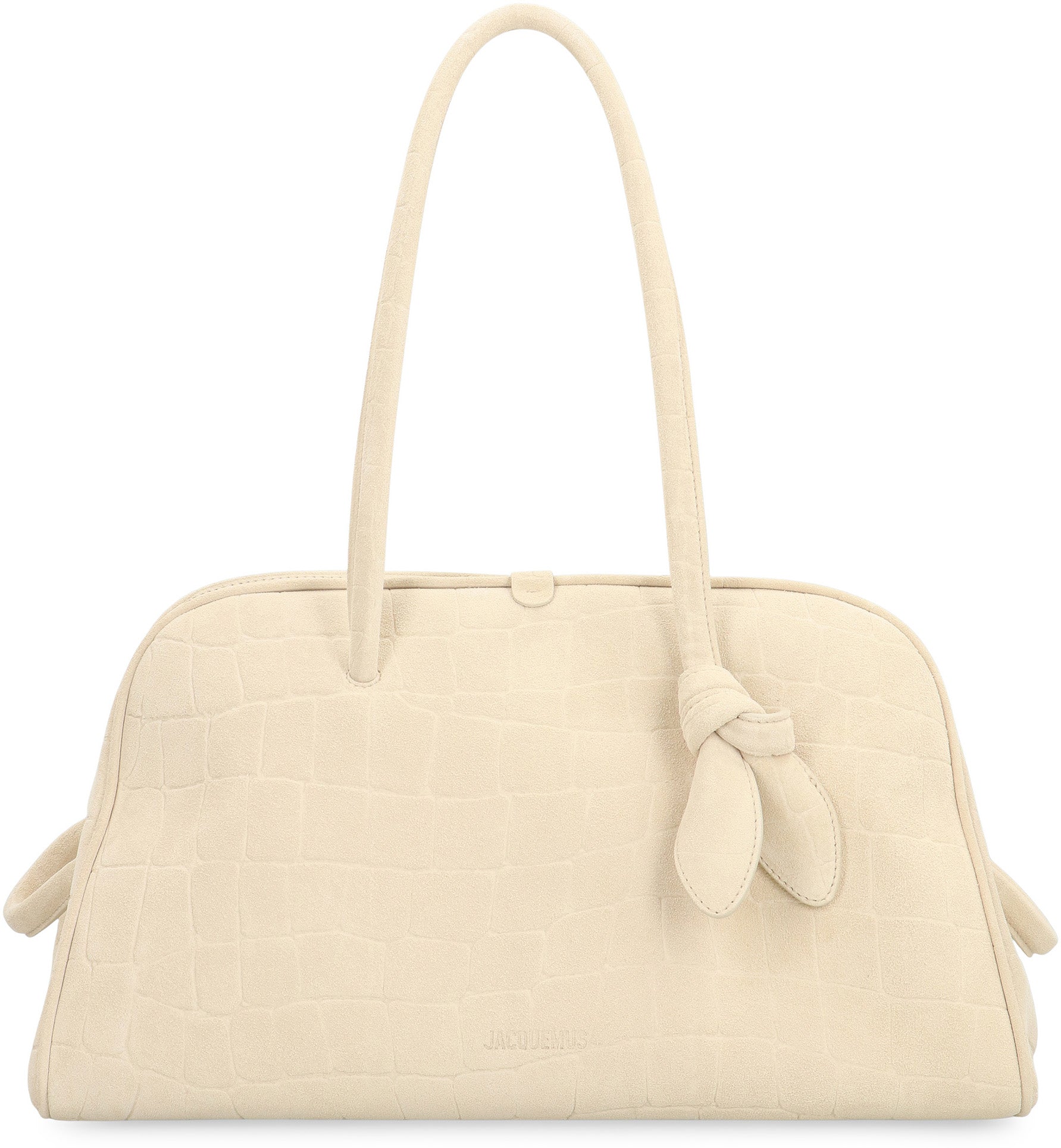 JACQUEMUS Luxury Suede Leather Handbag with Rigid Handles - 39cm x 21cm x 17cm