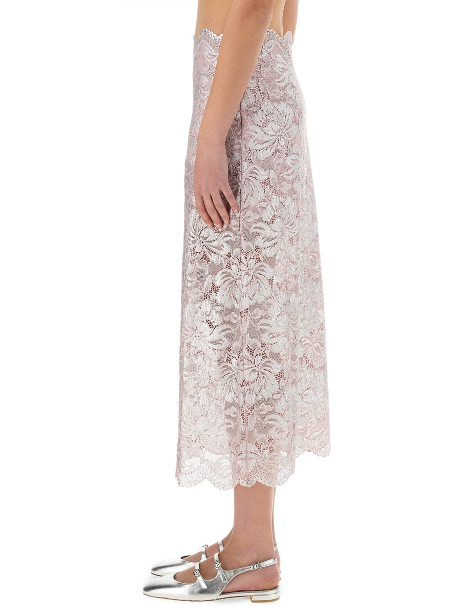 PACO RABANNE Scalloped Hem Lace Skirt