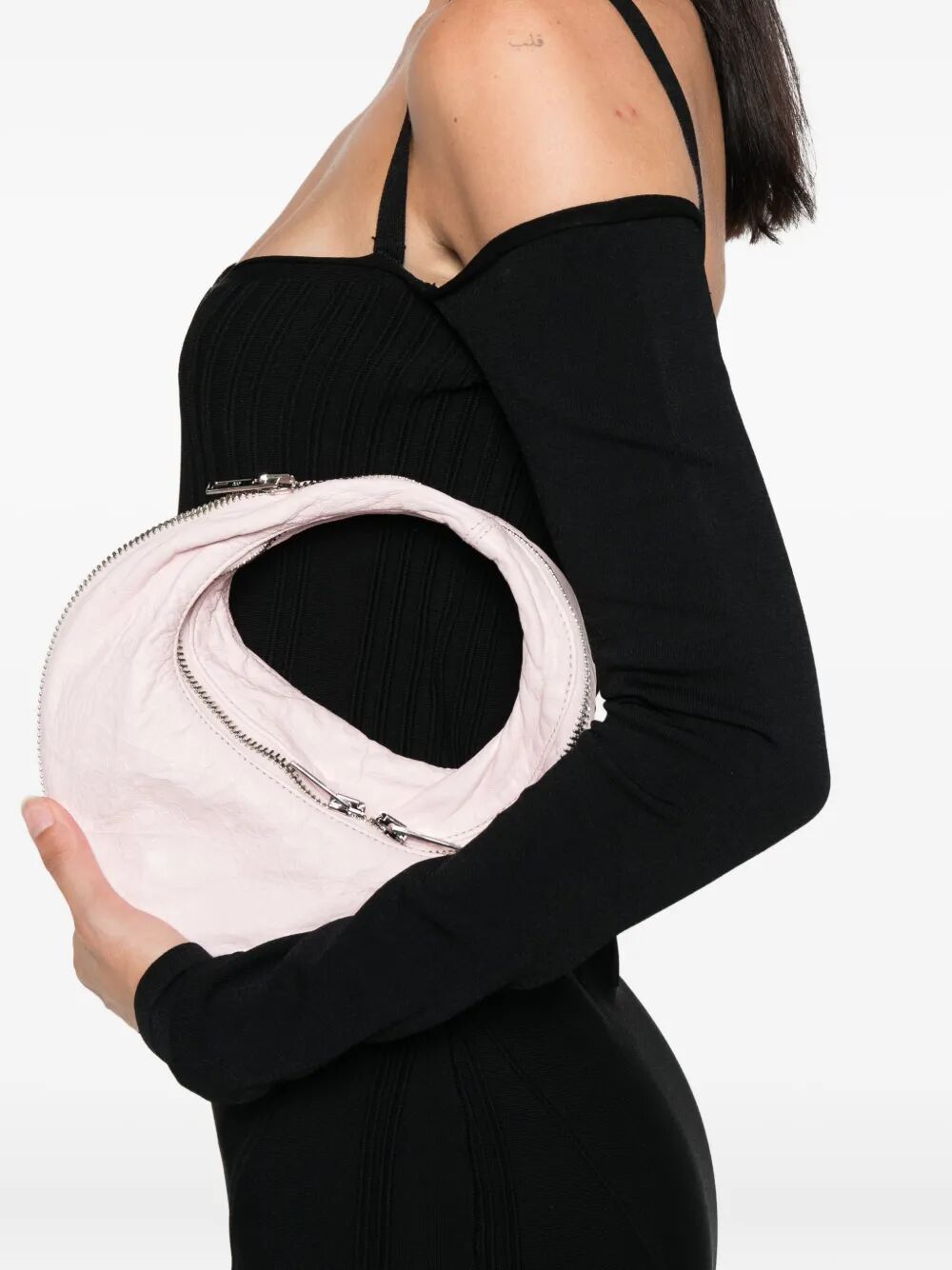 MUGLER Off Shoulder Long Sleeve Midi Dress