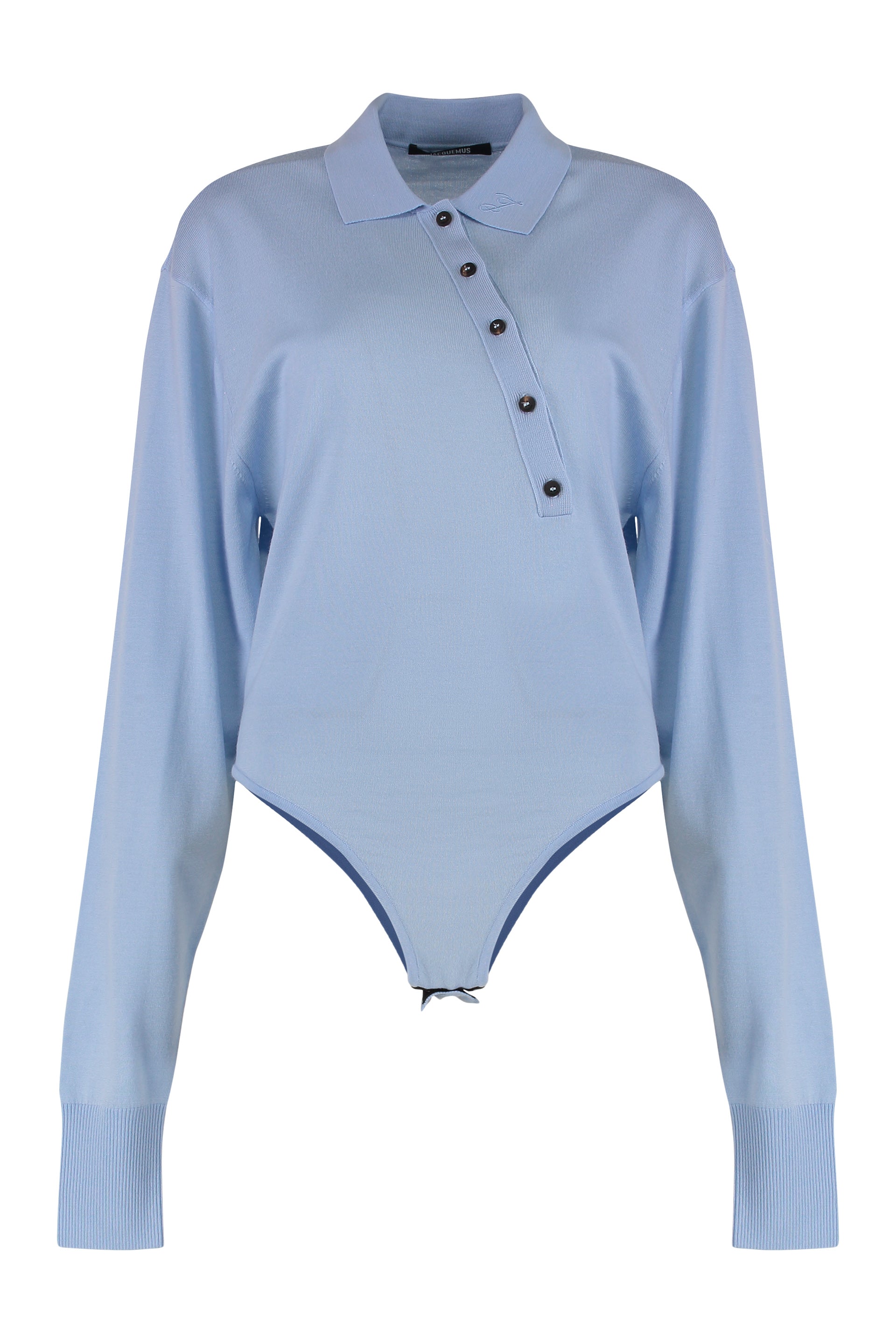 JACQUEMUS Slim Fit Merino Bodysuit with Polo Collar