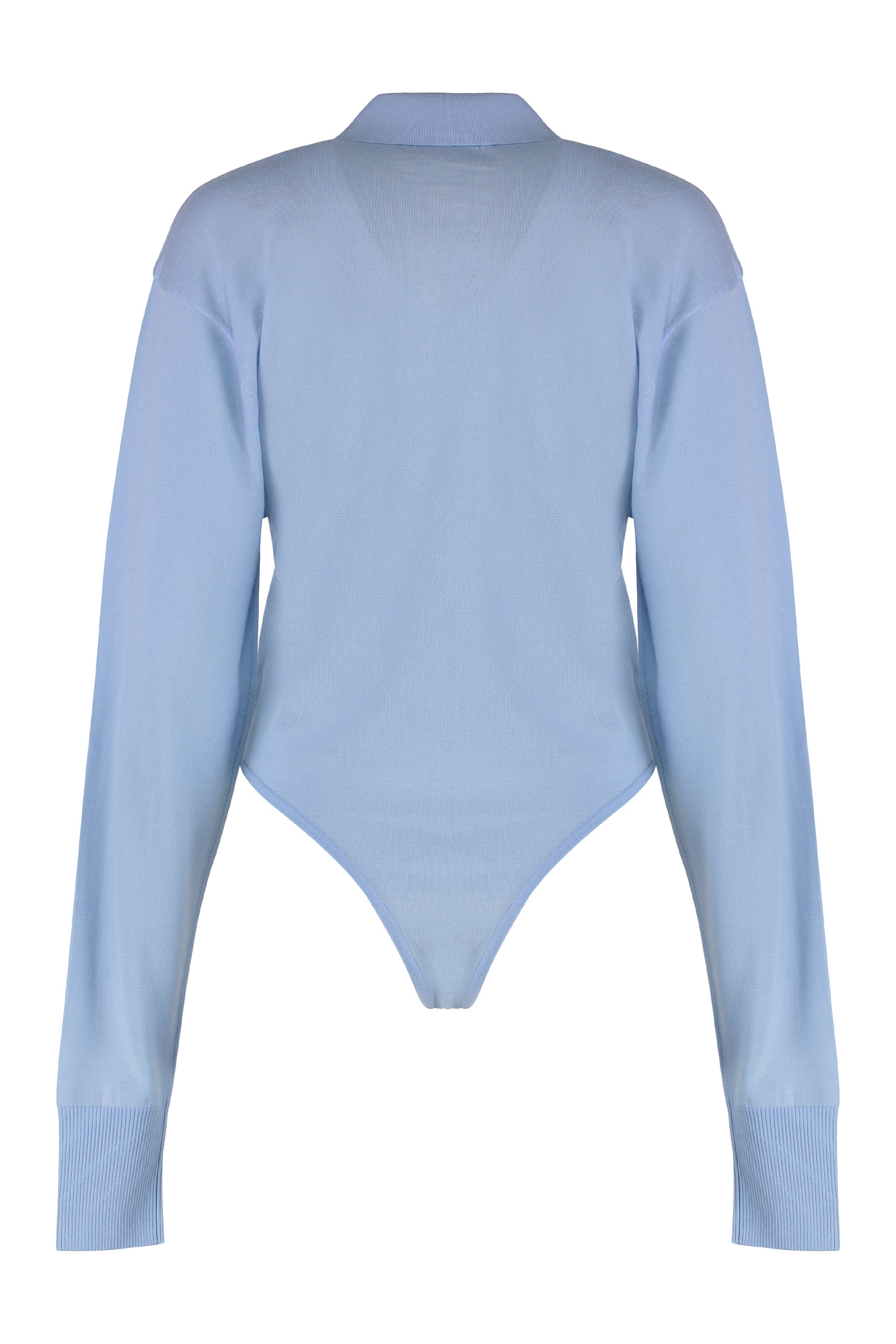 JACQUEMUS Slim Fit Merino Bodysuit with Polo Collar