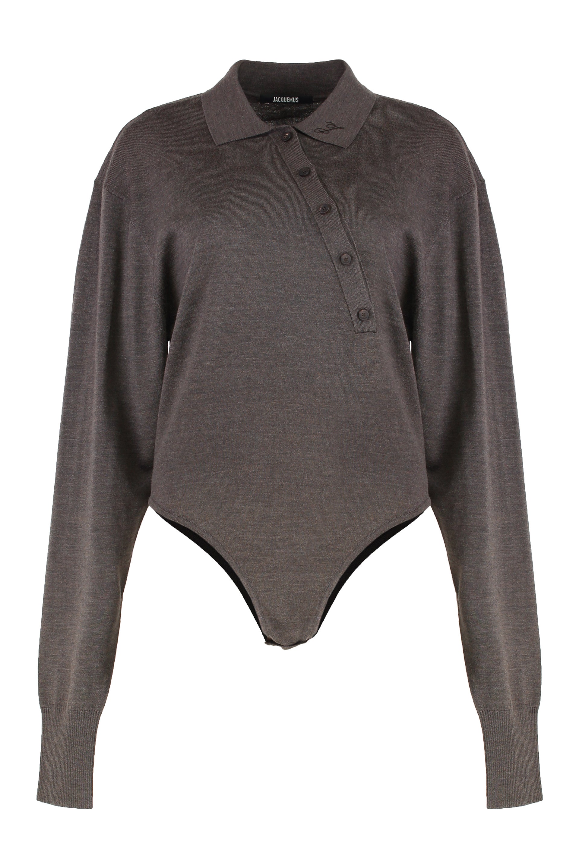 JACQUEMUS Merino Body with Polo Collar and Symmetrical Button Closure