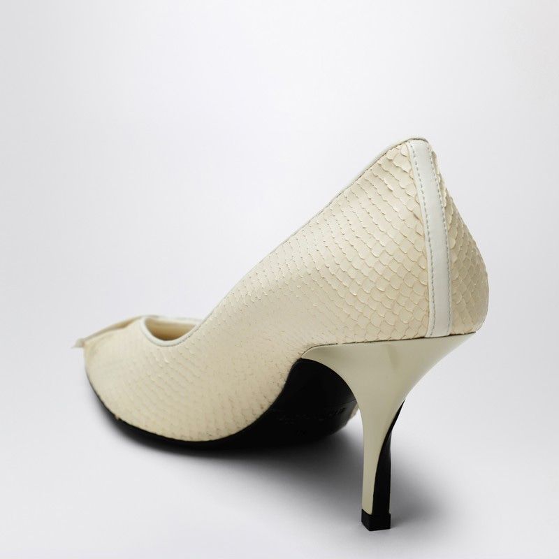 JACQUEMUS Python-Effect Embossed Leather Pumps with Fixed Bow