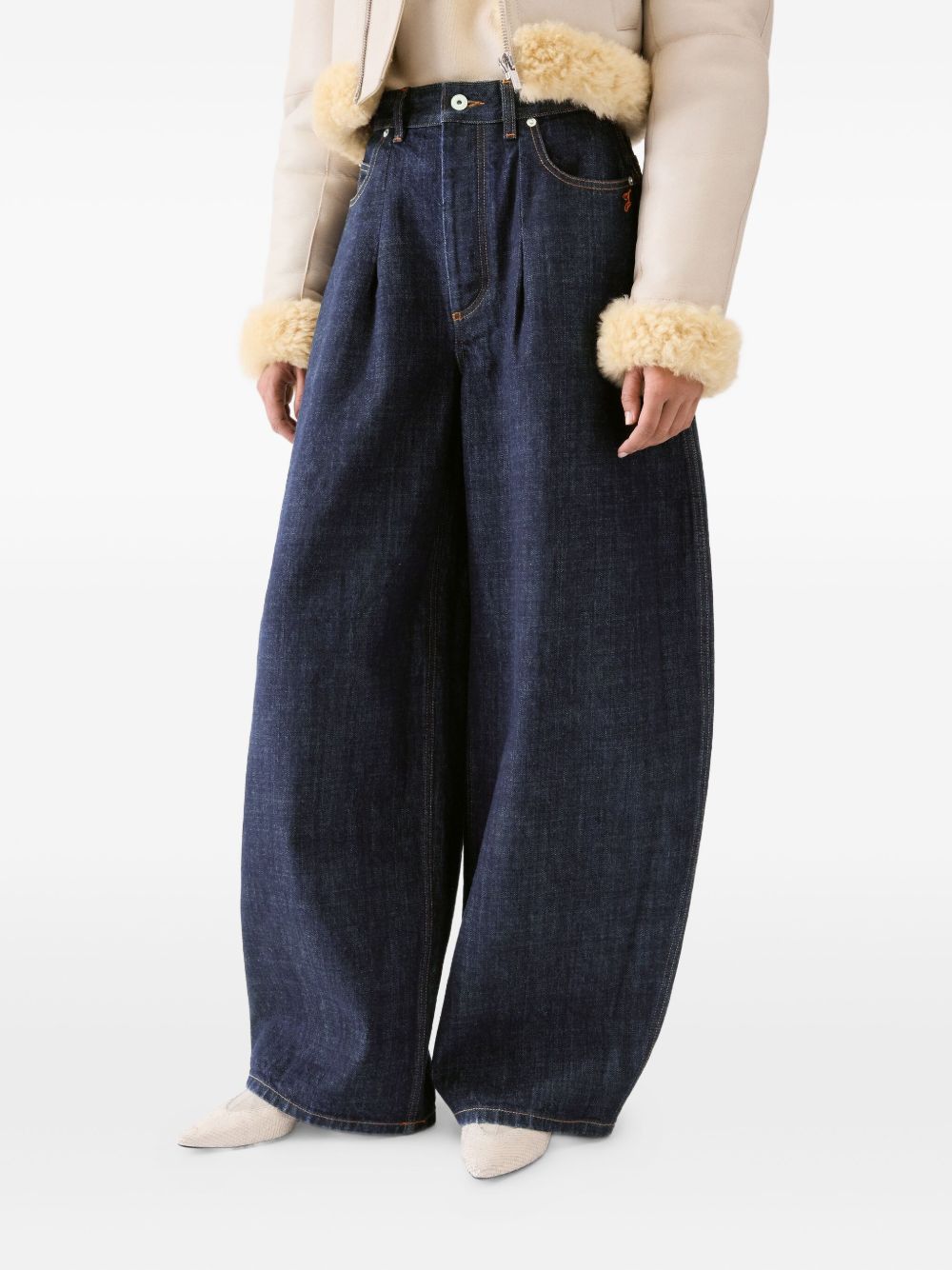 JACQUEMUS Oval Shaped Dark Denim Pants for Women