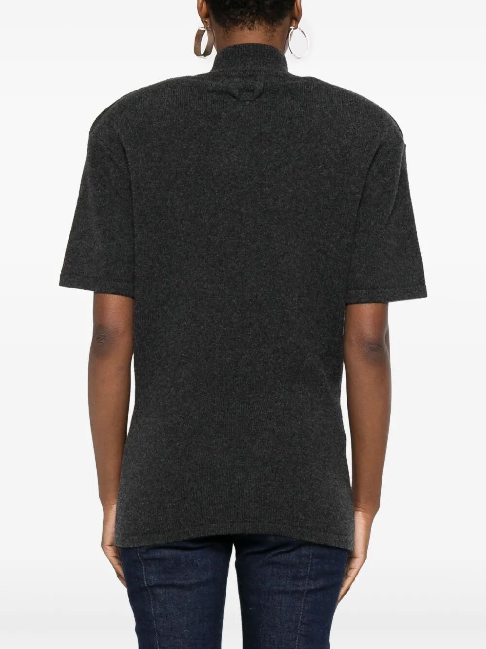 JACQUEMUS Short Sleeve Funnel Neck Knit Top