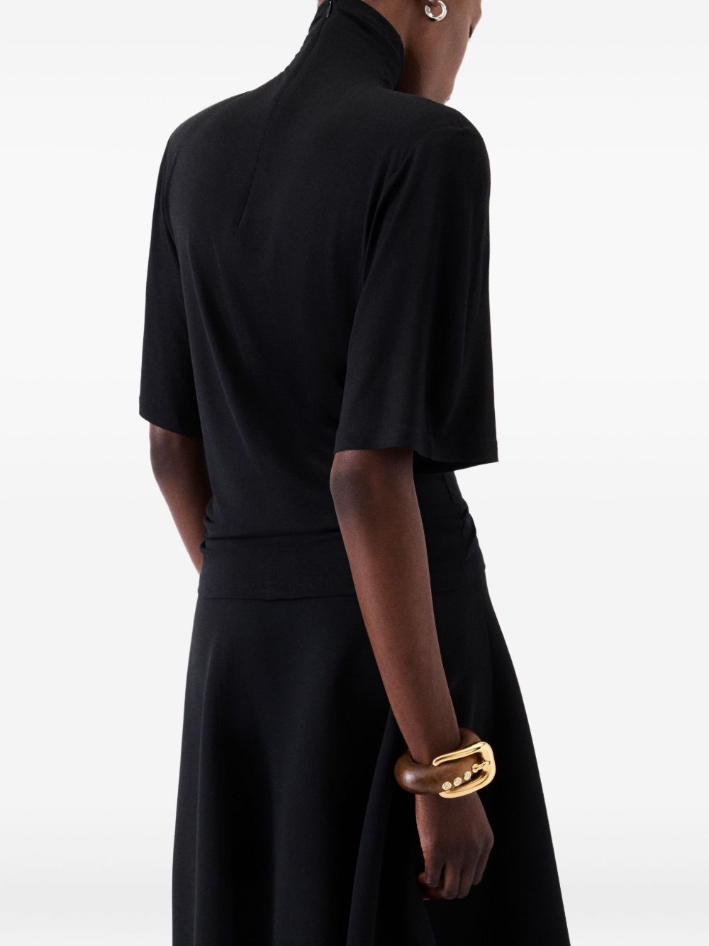 JACQUEMUS High Collar Draped T-Shirt with Rounded Straps