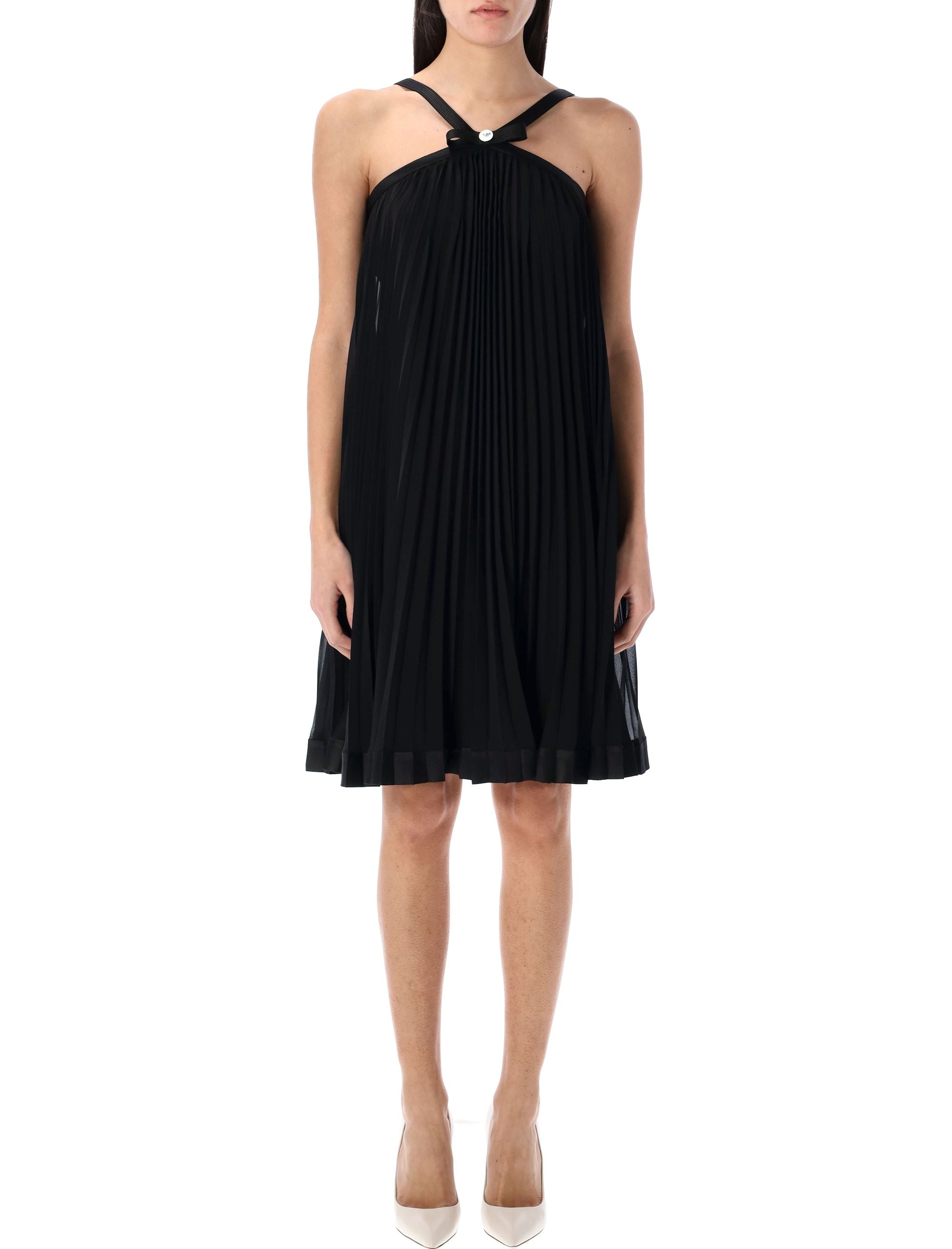 VERSACE Elegant Halterneck Pleated Mini Dress (Size 40)