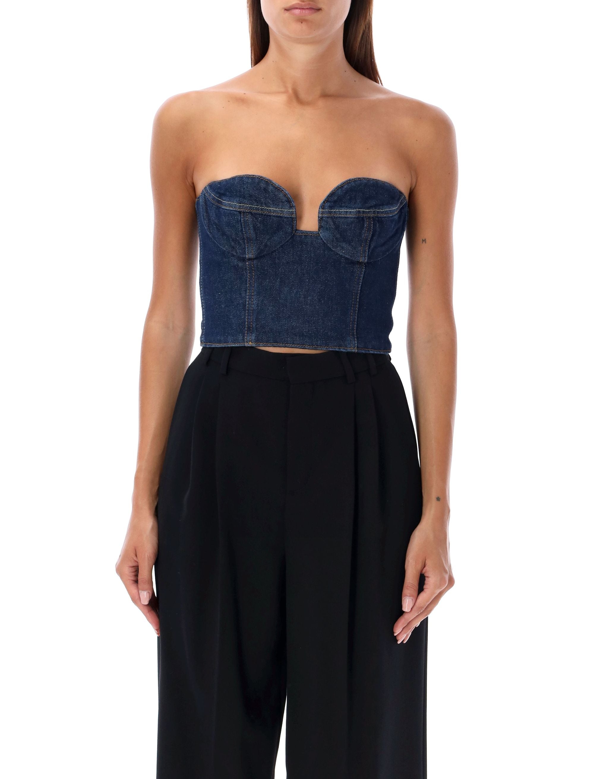 MAGDA BUTRYM Structured Bustier Denim Top - Size 36