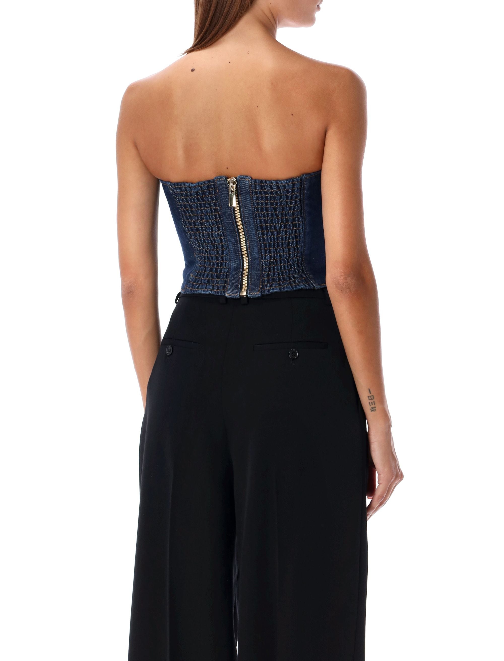MAGDA BUTRYM Structured Bustier Denim Top - Size 36