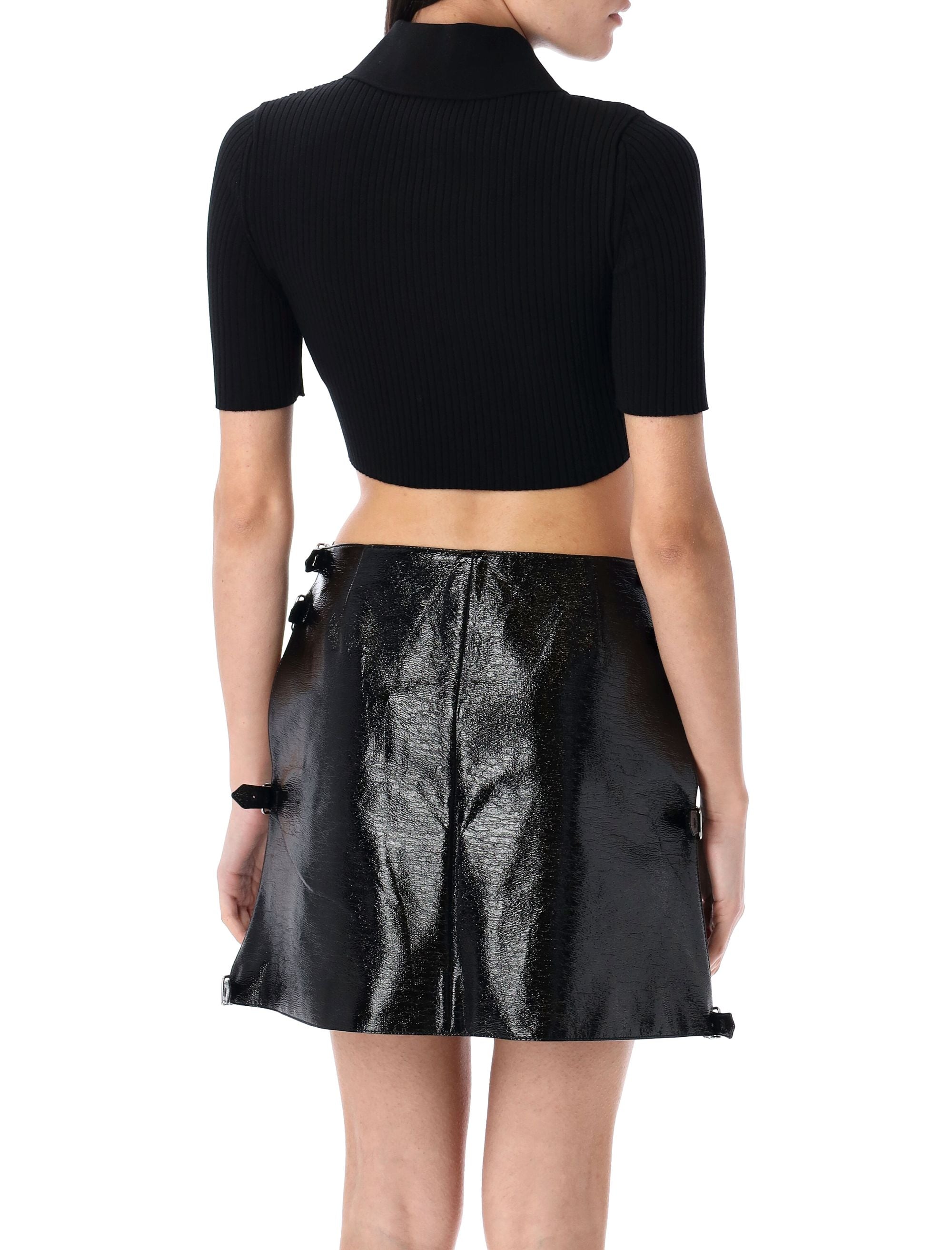 COURREGÈS Cropped Knit Polo Shirt