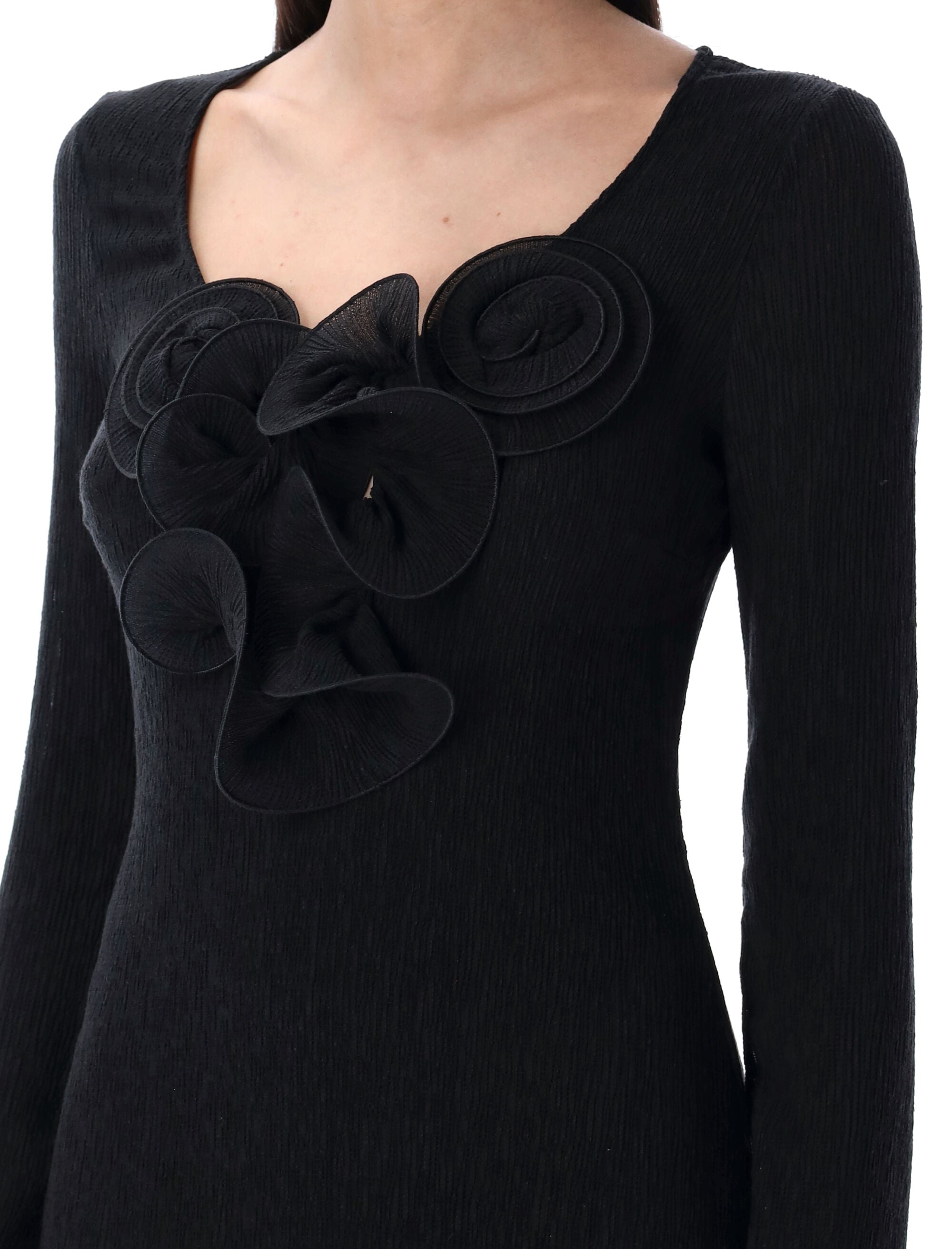 MAGDA BUTRYM Elegant Maxi Dress with Floral Ruffles - Size 36