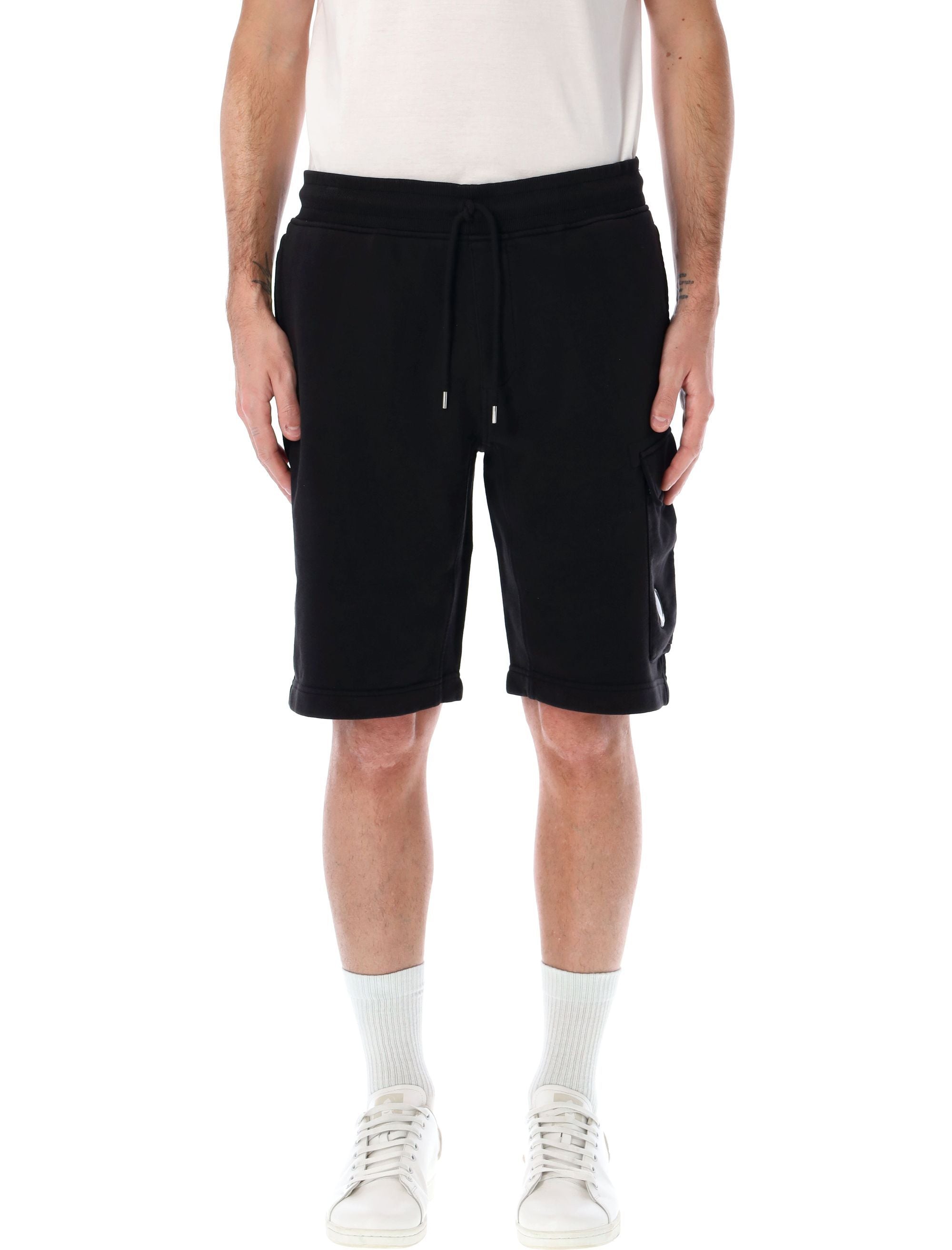 C.P.COMPANY Fleece Lens Cargo Shorts for Men - Regular Fit