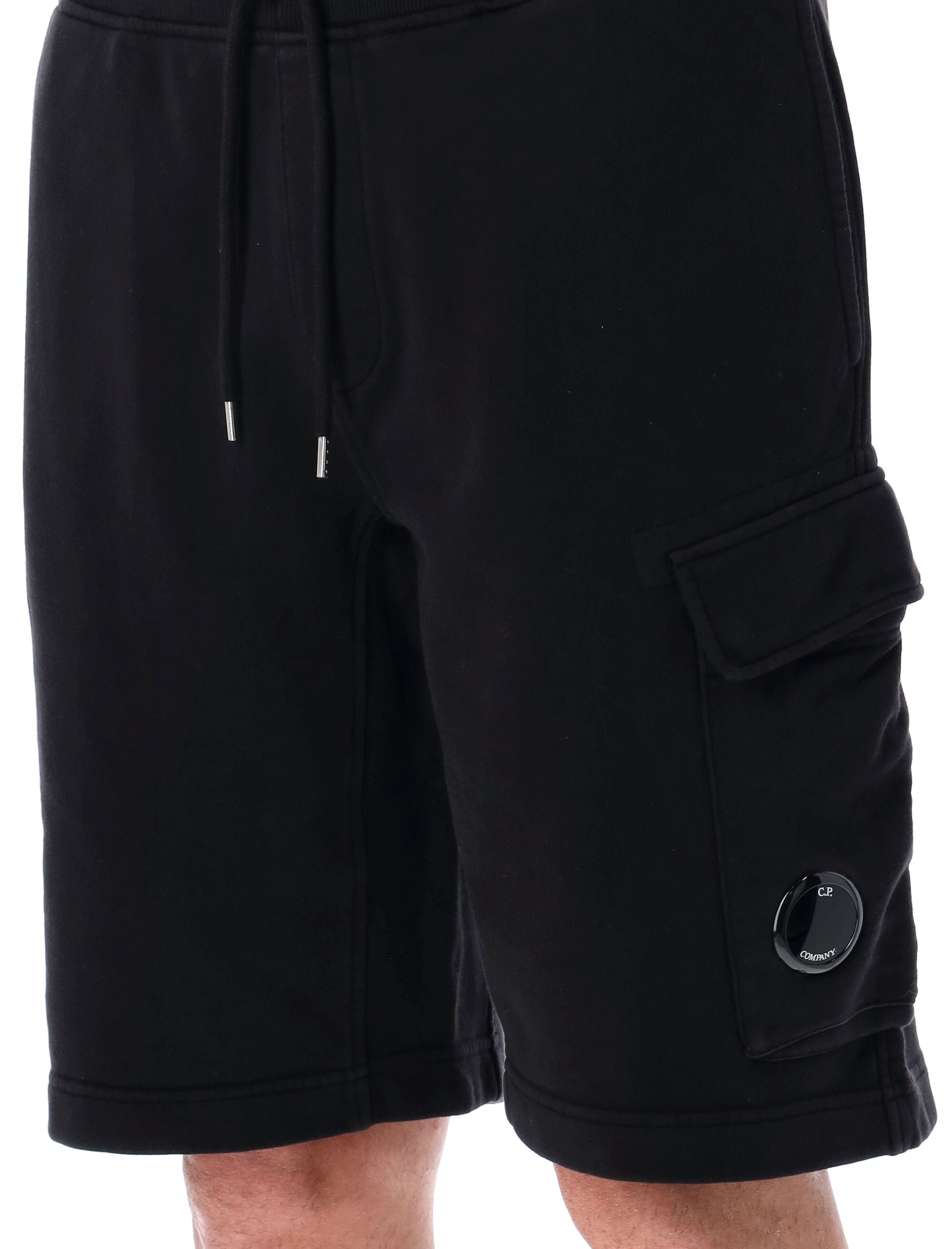 C.P.COMPANY Fleece Lens Cargo Shorts for Men - Regular Fit