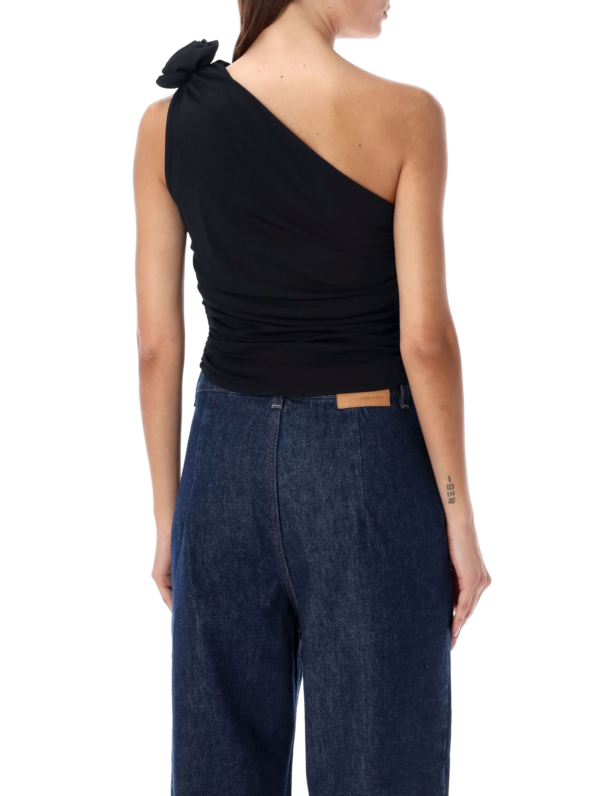 MAGDA BUTRYM One-Shoulder Fitted Top with Floral Details