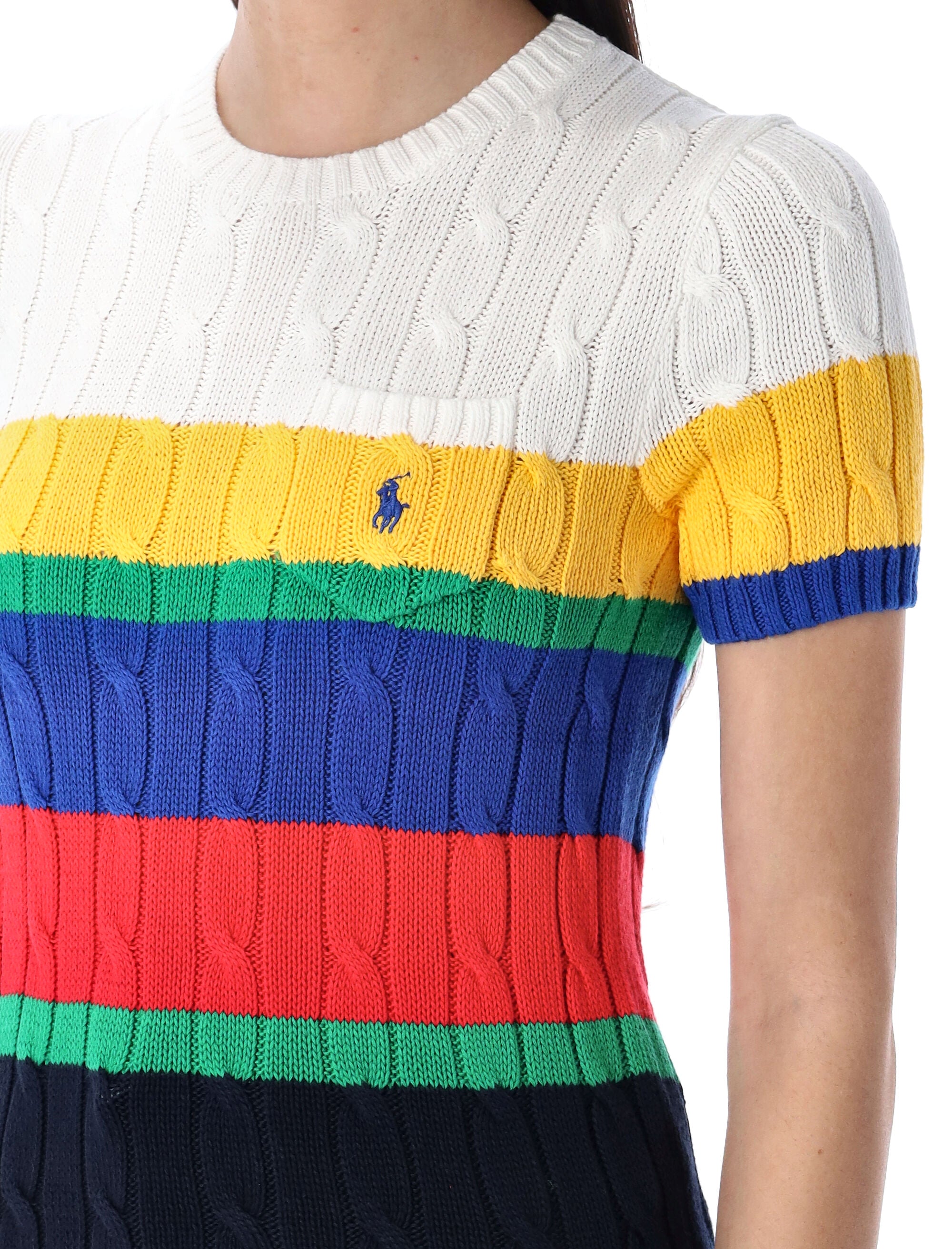 POLO RALPH LAUREN Striped Cable Short-Sleeve Jumper - Slim Fit
