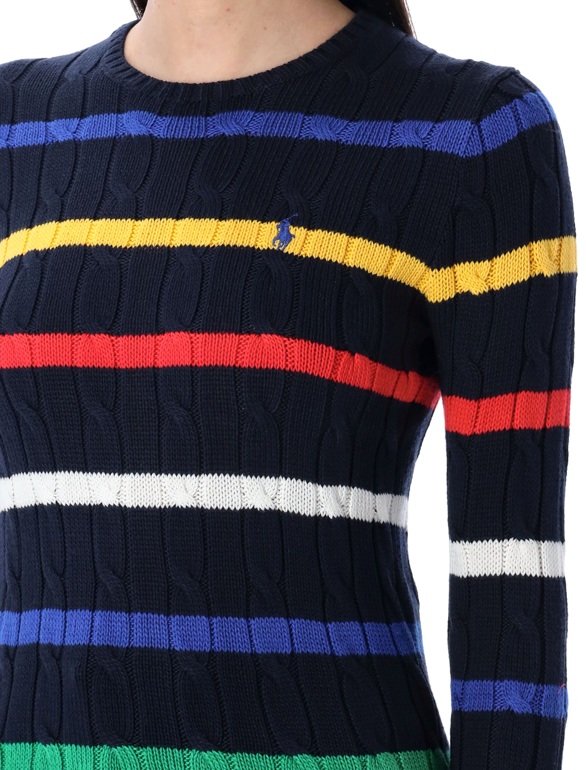 POLO RALPH LAUREN Striped Cable-Knit Cotton Jumper - Slim Fit, Size S