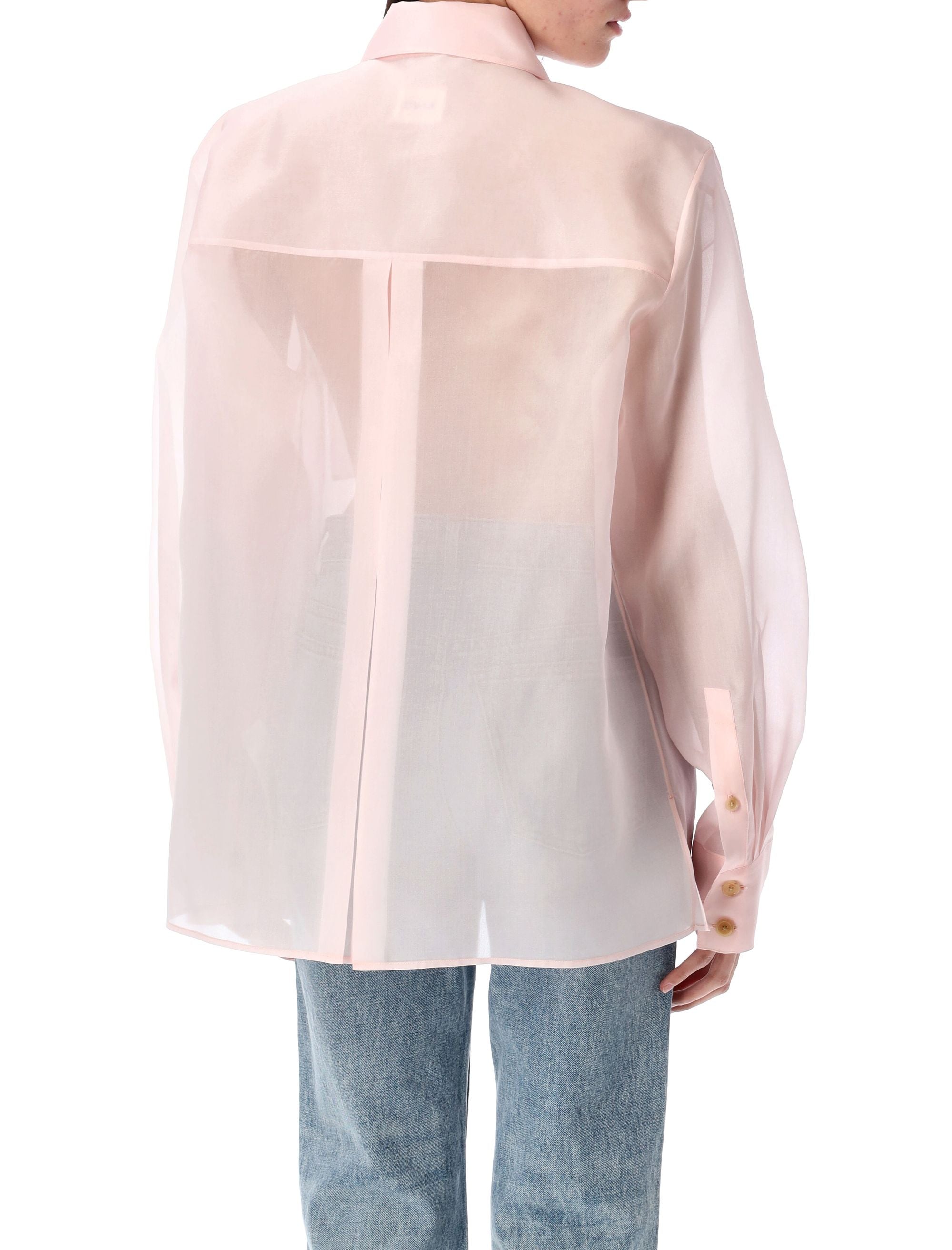 KHAITE Silk Shirt with Point Collar and Buttoned Cuffs - Size 4