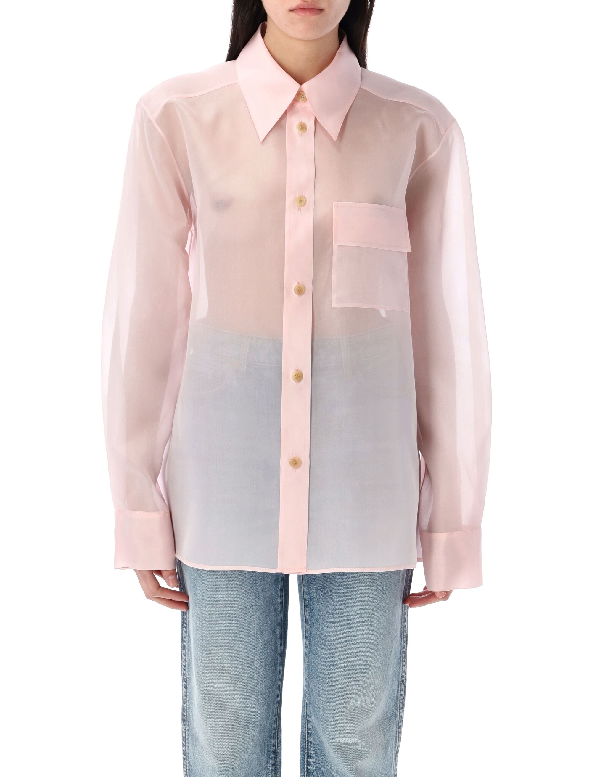 KHAITE Silk Shirt with Point Collar and Buttoned Cuffs - Size 4