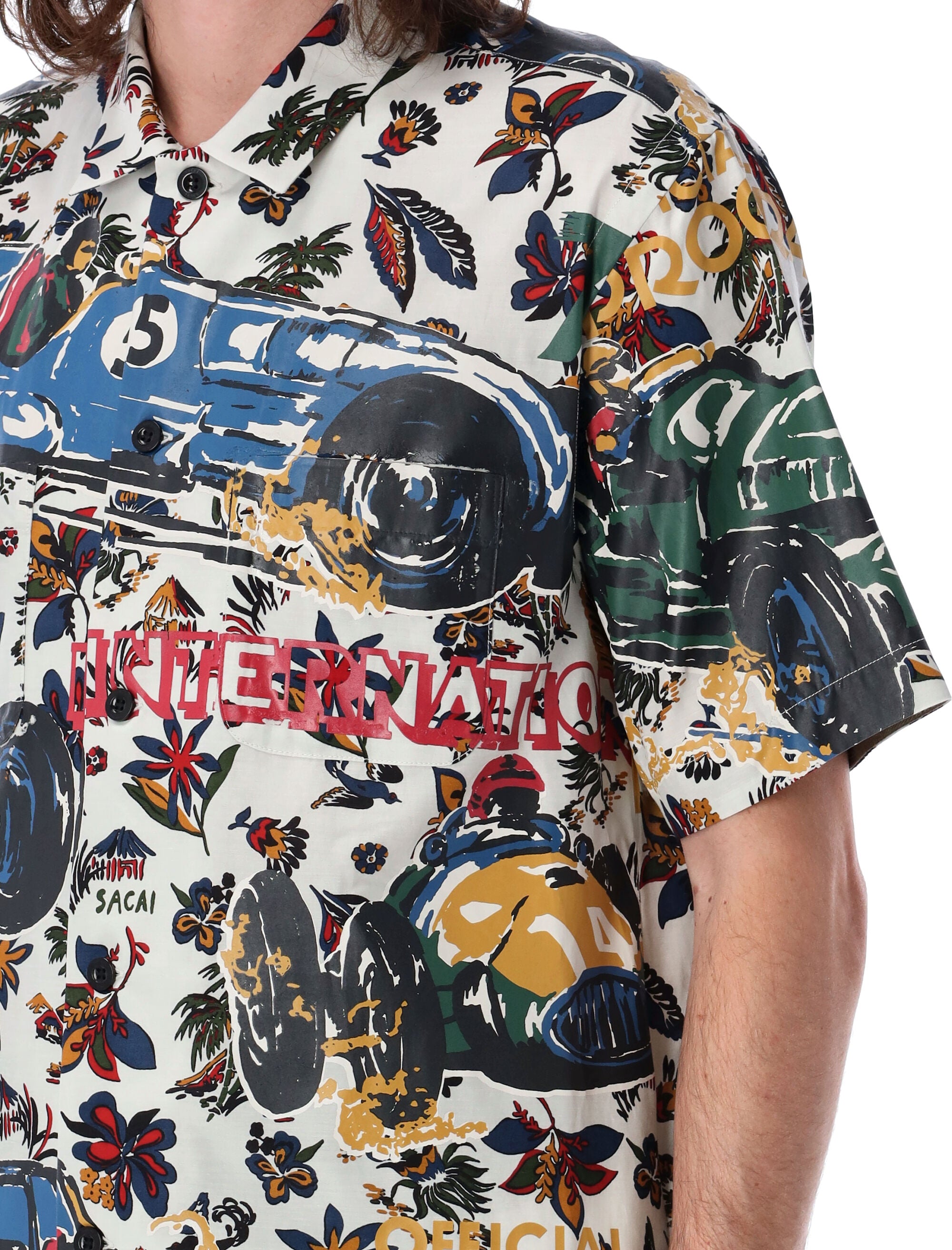 SACAI Tropical Print Bowling Shirt - Size 3