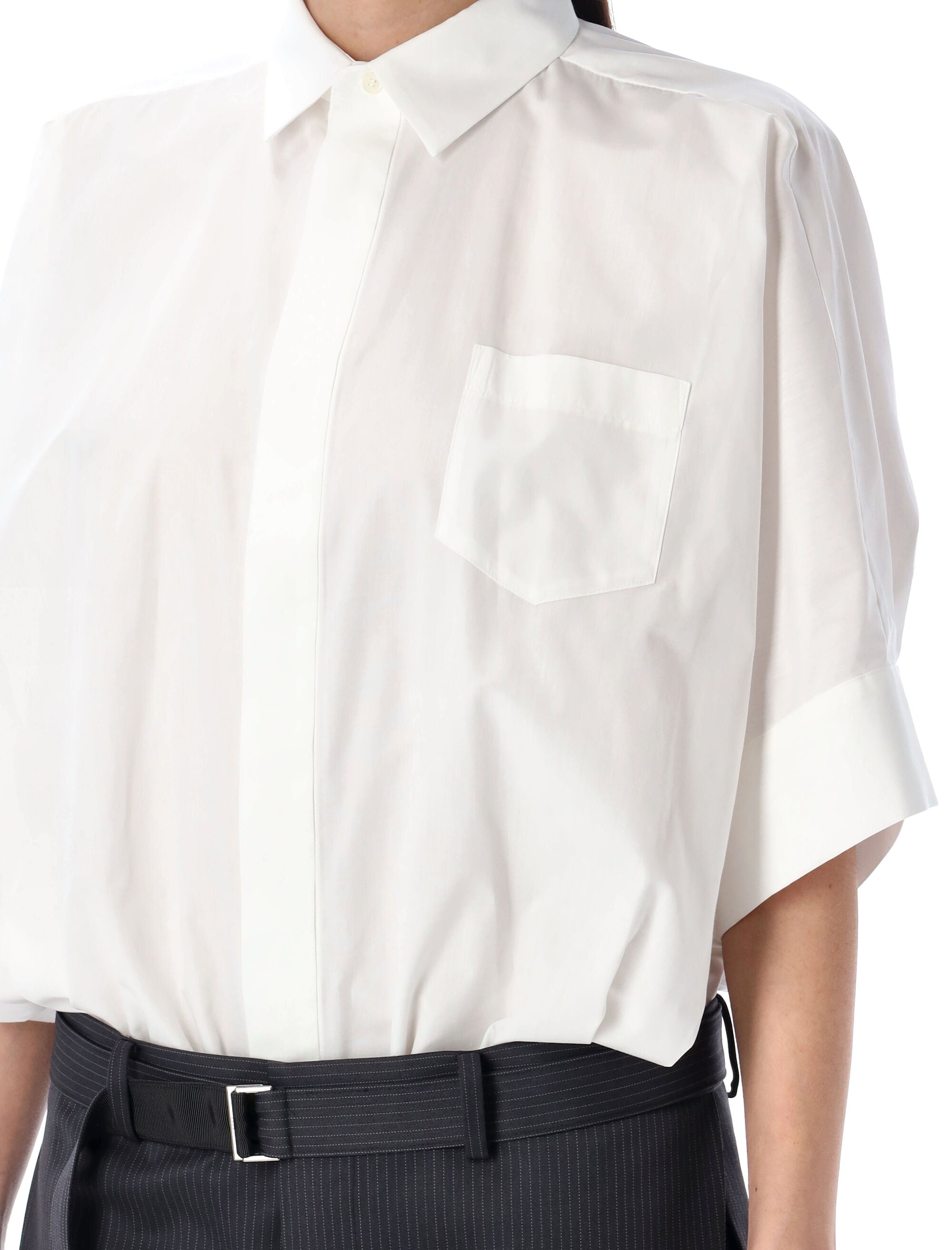 SACAI Womens Cotton Poplin x Wool Mini Dress - Size 2