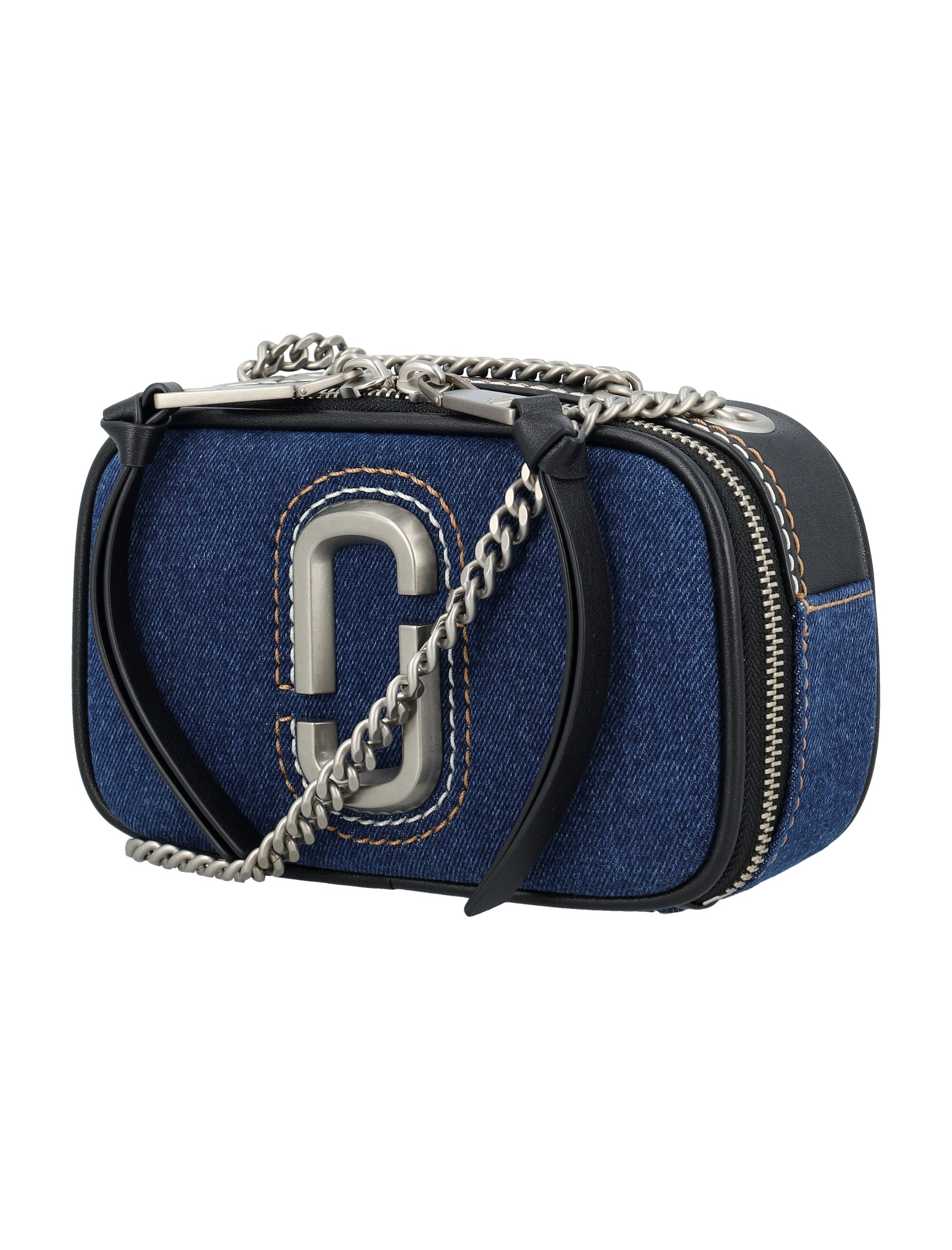 MARC JACOBS Mini Denim Handbag with Double Zip Closure