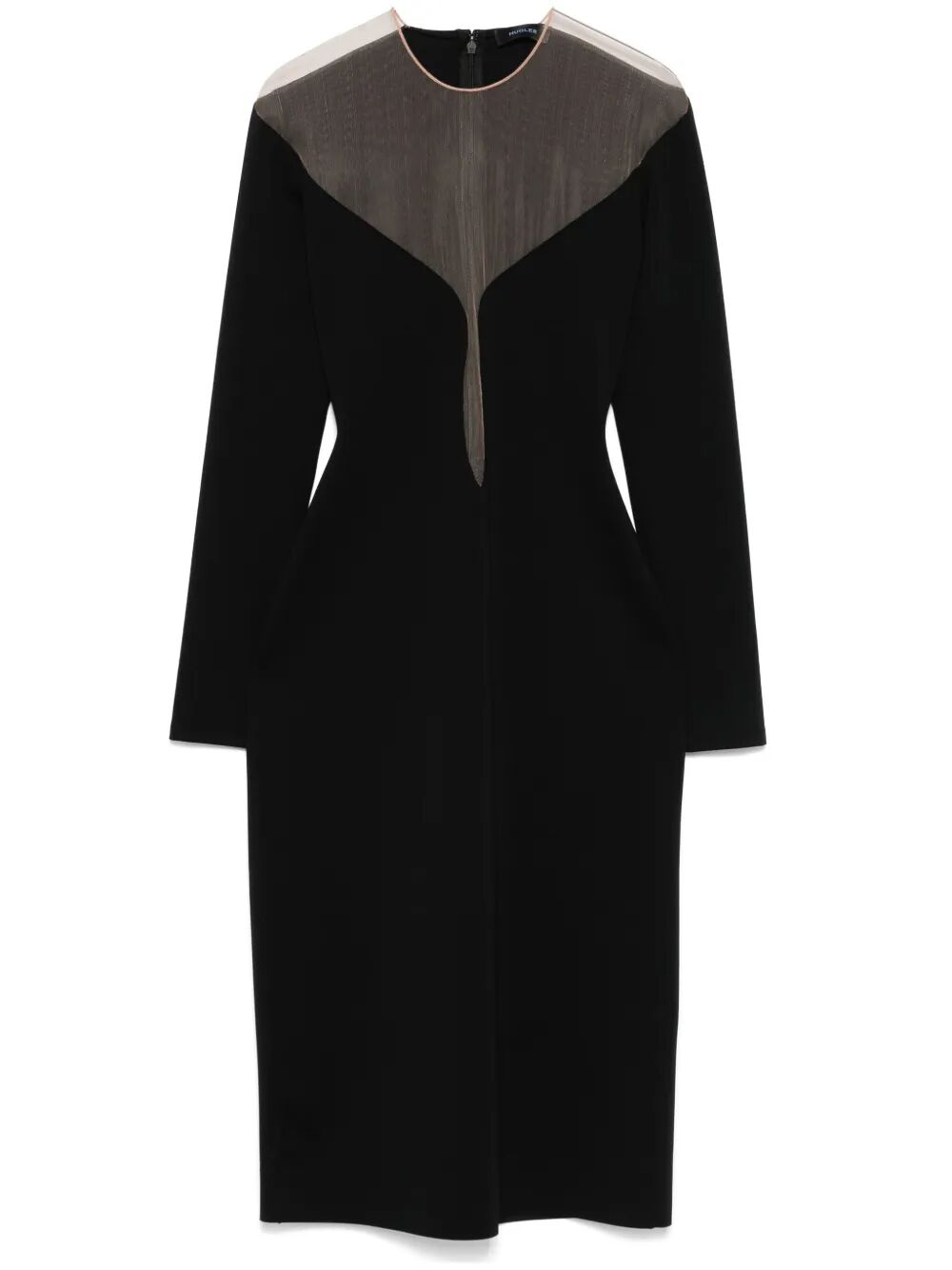MUGLER Deep Neck Fit Midi Dress
