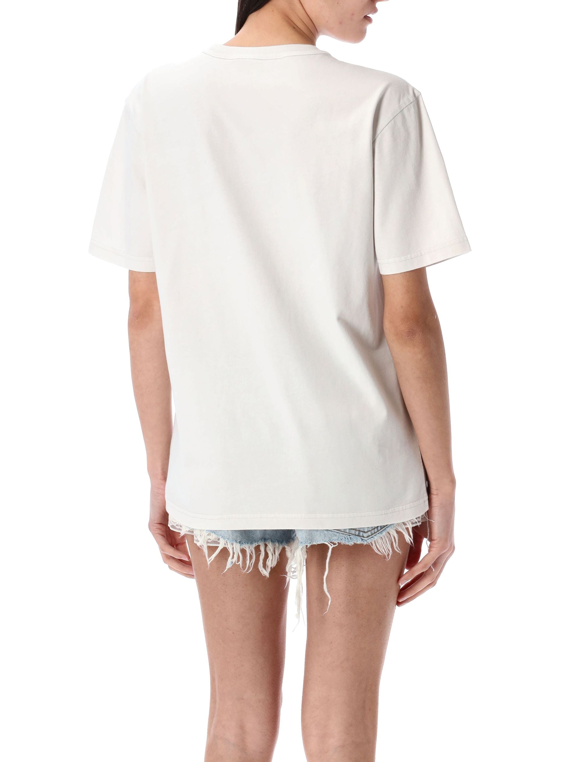 T BY ALEXANDER WANG Distressed Logo Cotton Tee - Women's Small