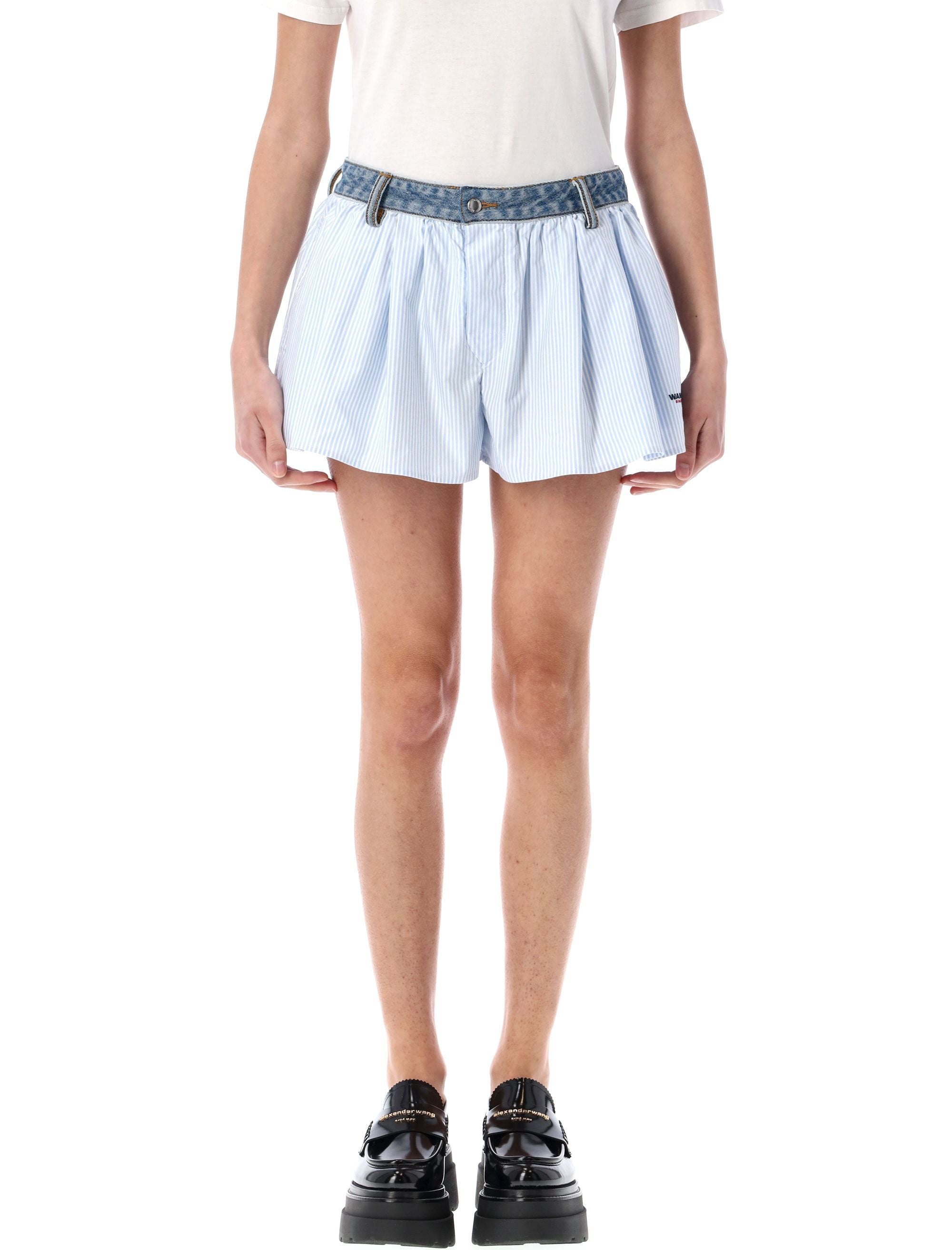 T BY ALEXANDER WANG Cotton Oxford Boxer-Style Shorts Size 4
