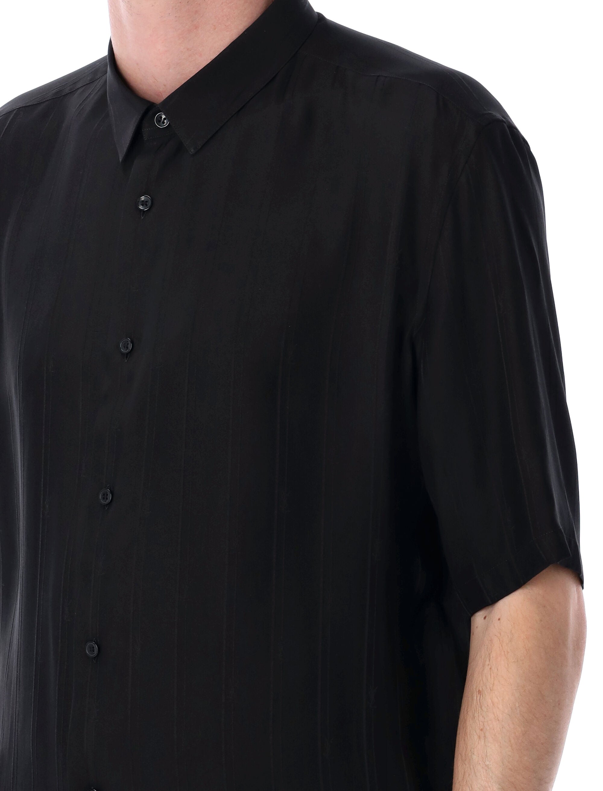 SAINT LAURENT Cassandra Mini Stripe Bowling Shirt