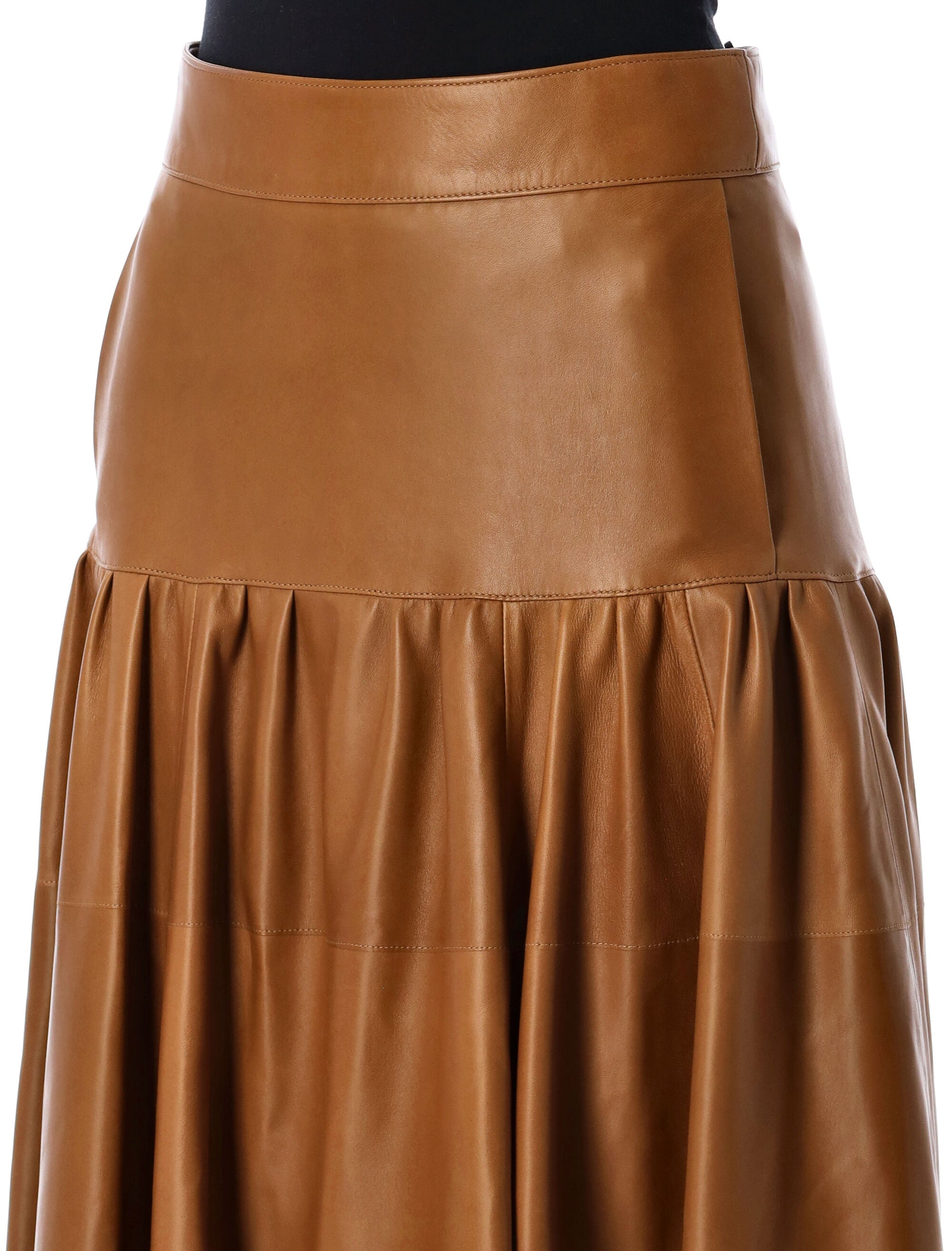 SAINT LAURENT High Waist Long Lambskin Skirt - Size 38