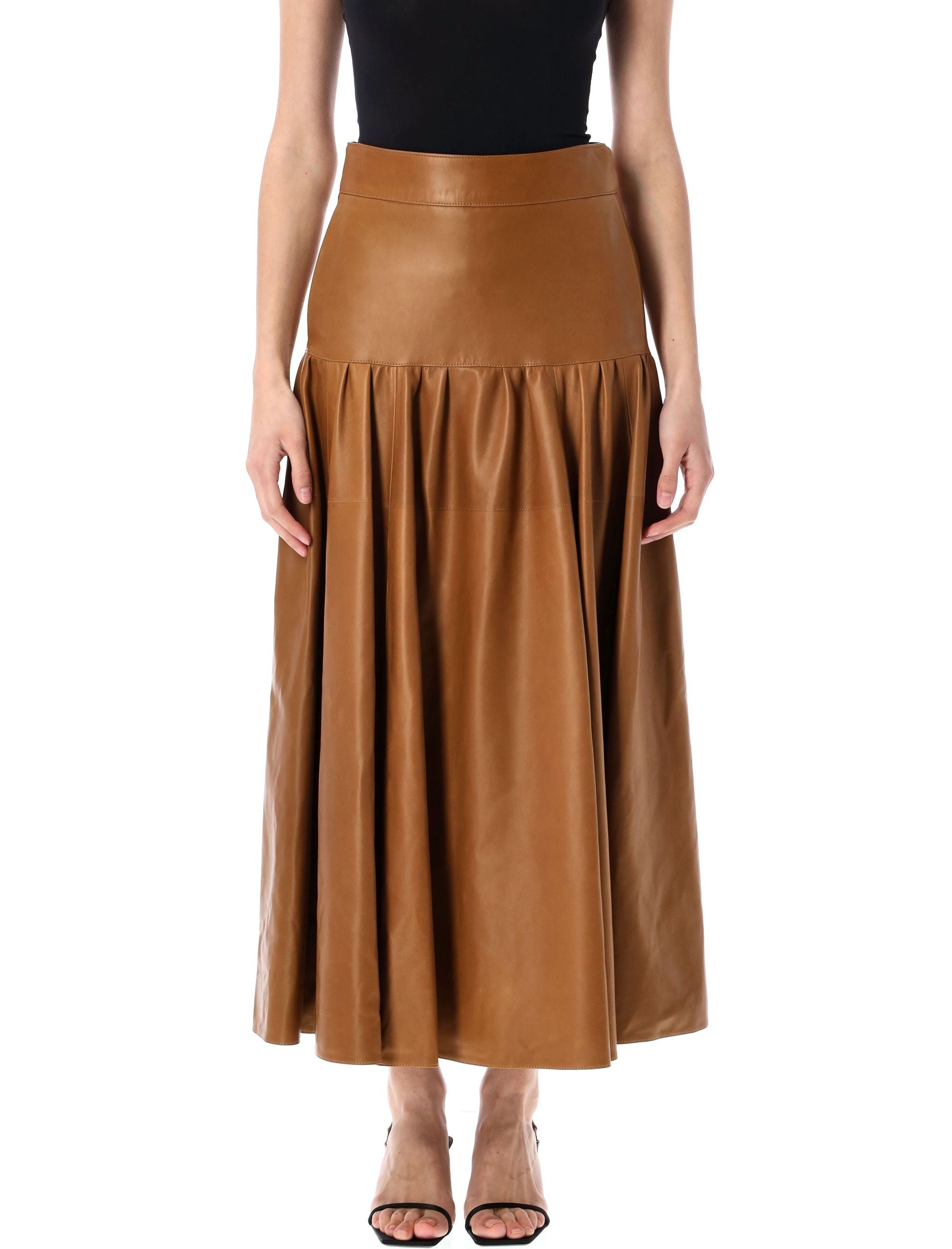 SAINT LAURENT High Waist Long Lambskin Skirt - Size 38