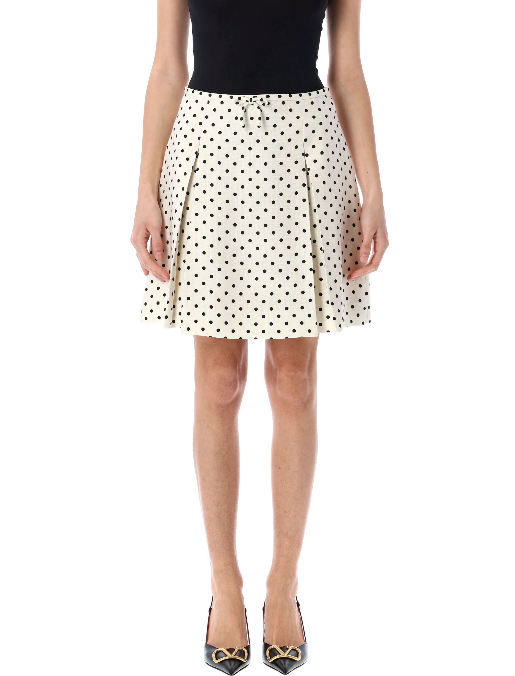 VALENTINO GARAVANI Polka Dot Mini Skirt with Bow Detail - Size 40