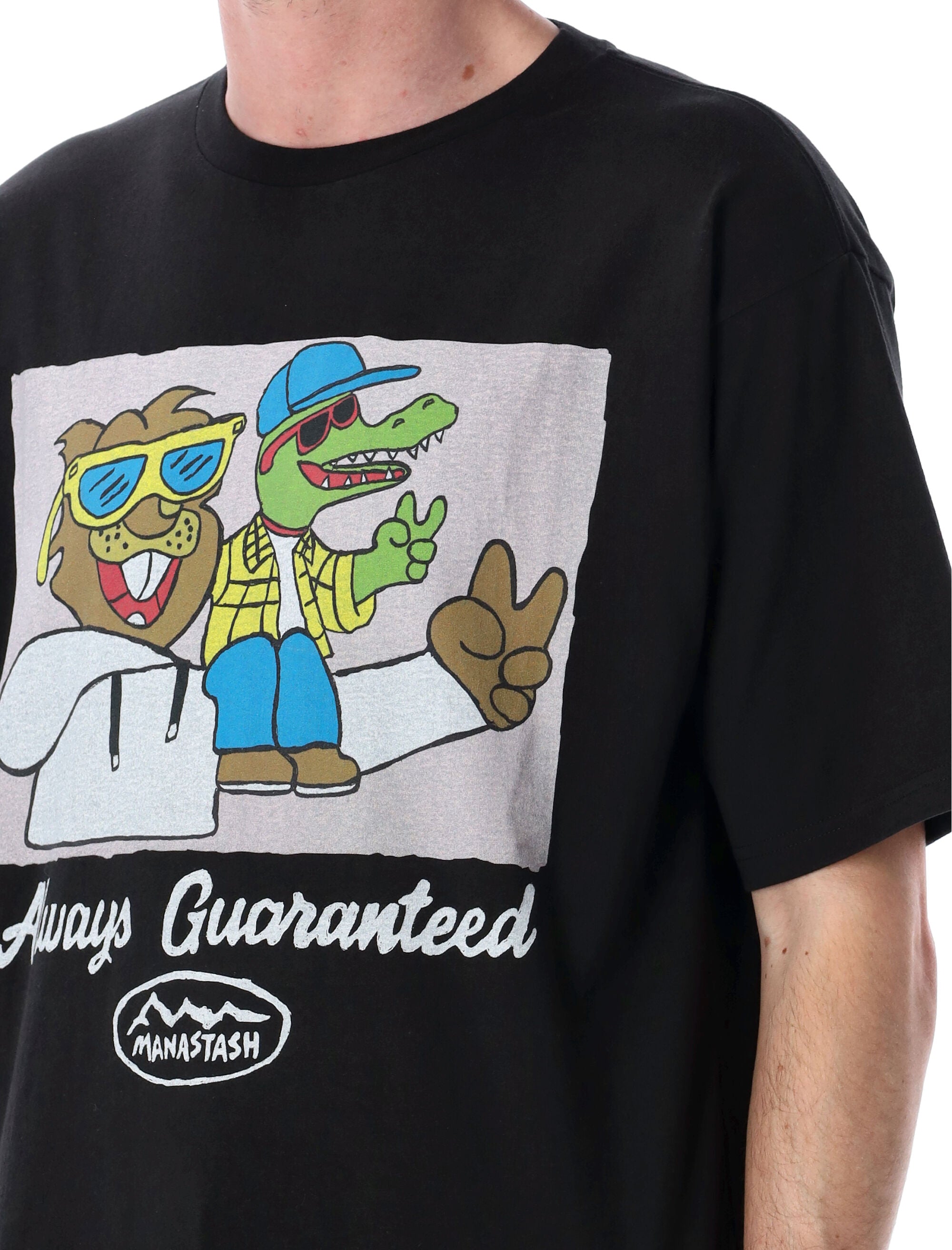 MANASTASH Friends T-Shirt with Ribbed Crew Neck - Size L