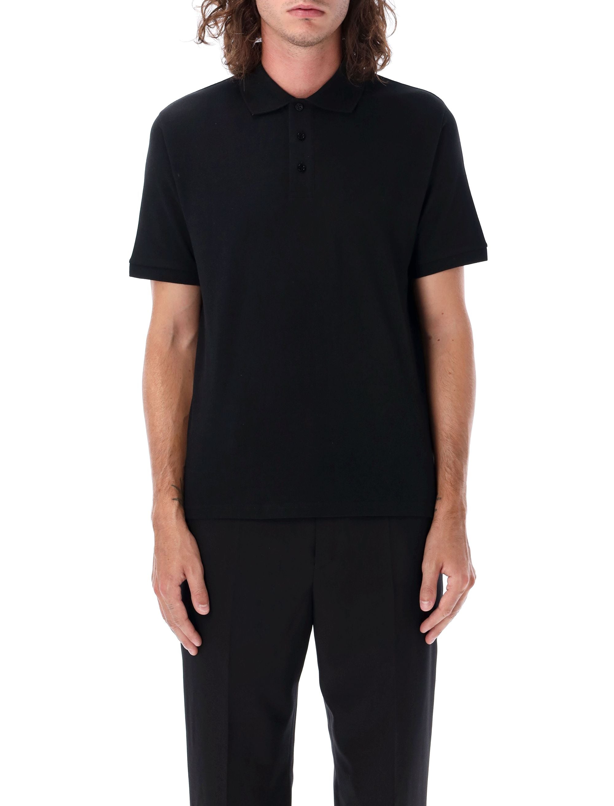 SAINT LAURENT Classic Cotton Piquet Polo - Regular Fit, Size L