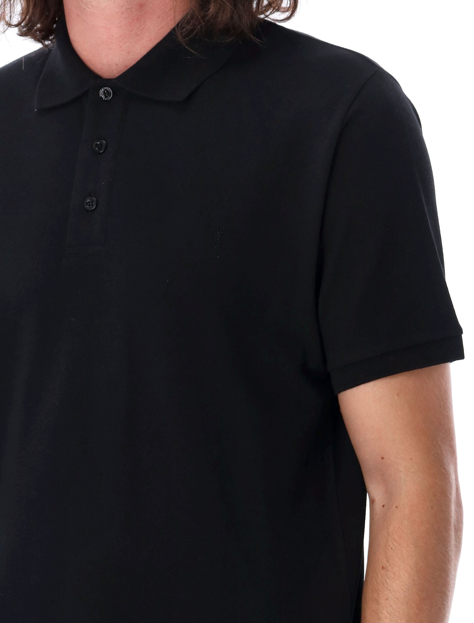 SAINT LAURENT Classic Cotton Piquet Polo - Regular Fit, Size L