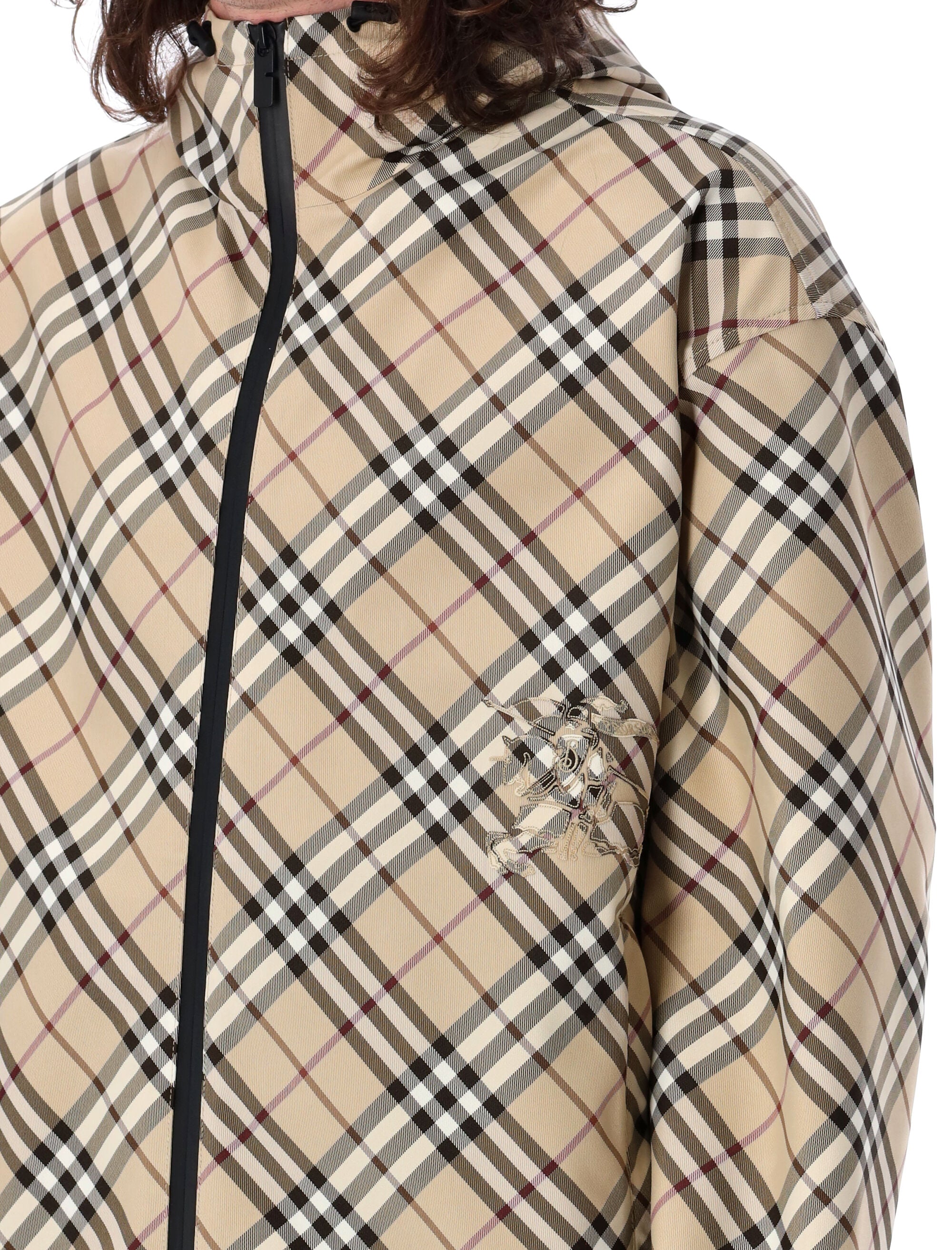 BURBERRY Lightweight Twill Jacket with Two-Way Zip Closure - Oversized Fit