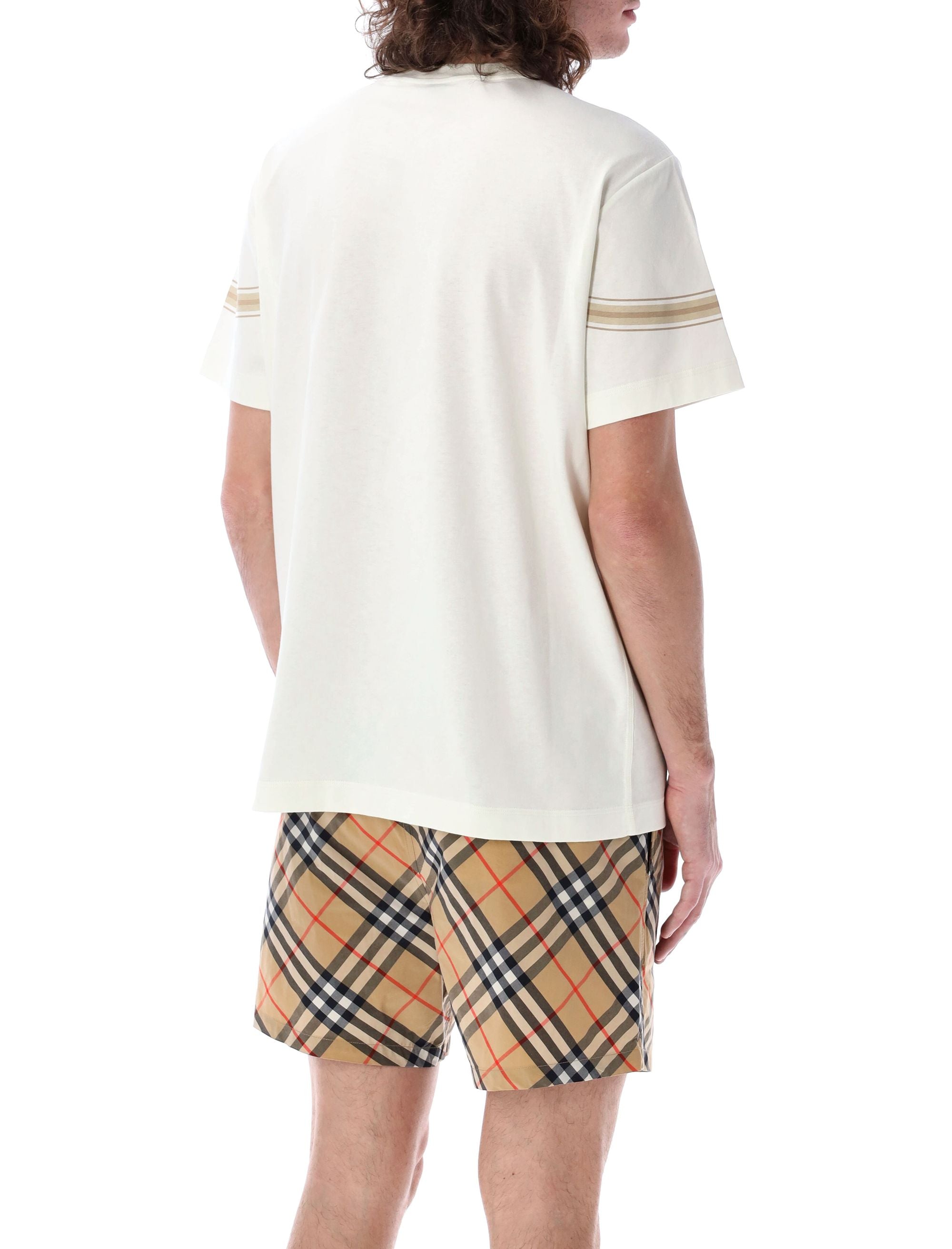 BURBERRY Striped Cotton T-Shirt - Slim Fit, Short Sleeves (Size L)
