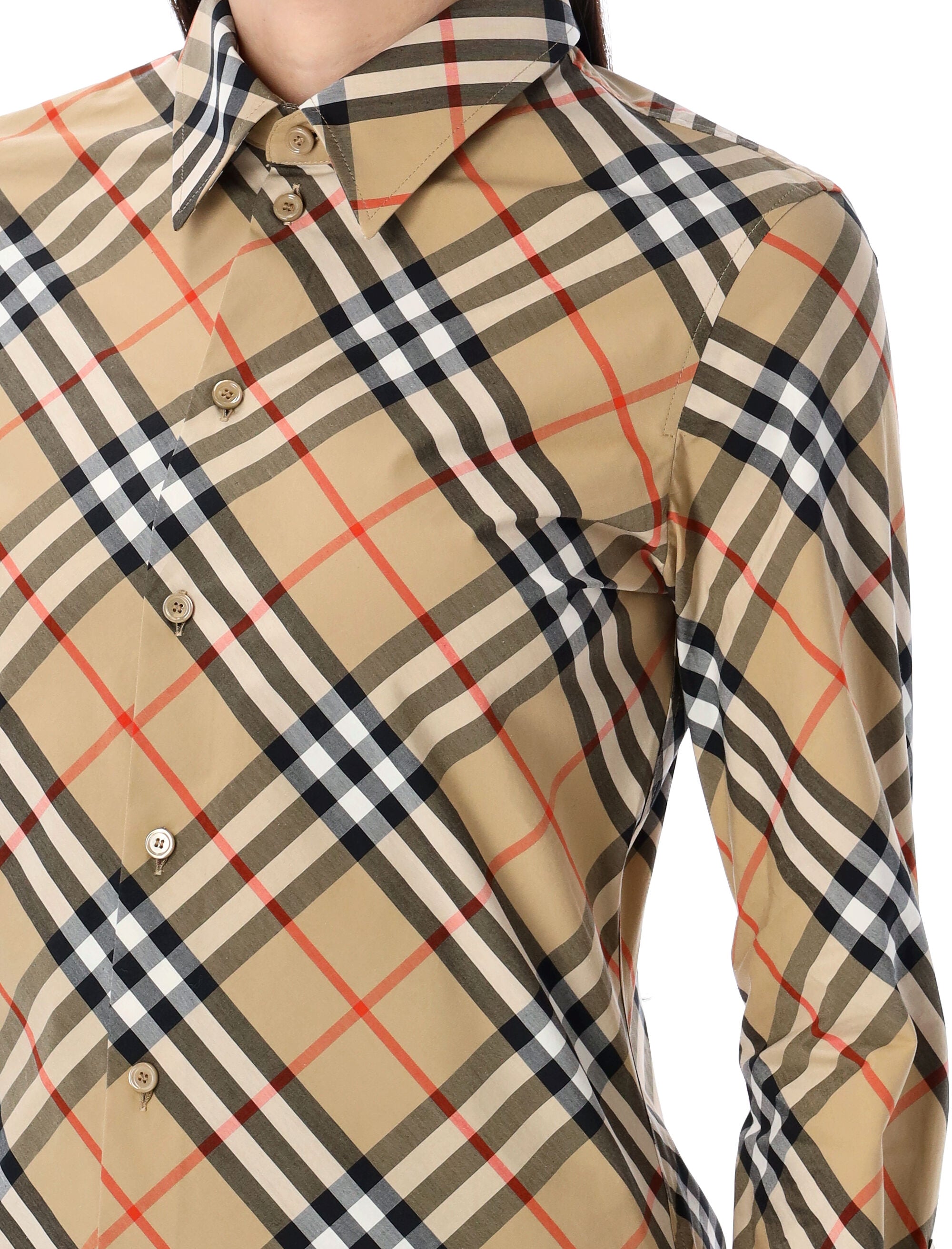 BURBERRY Slim Fit Check Cotton Shirt - Size 8