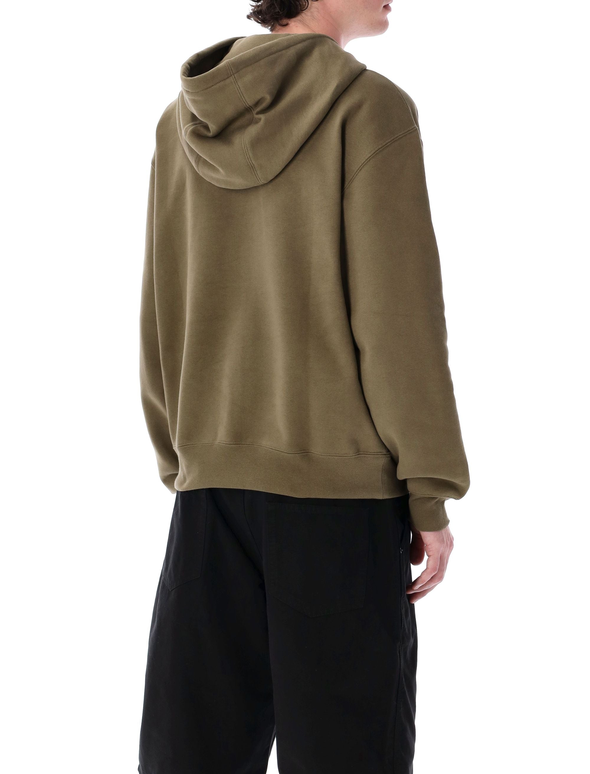 SAINT LAURENT Drawstring Hoodie with Embroidered Chest - Size L