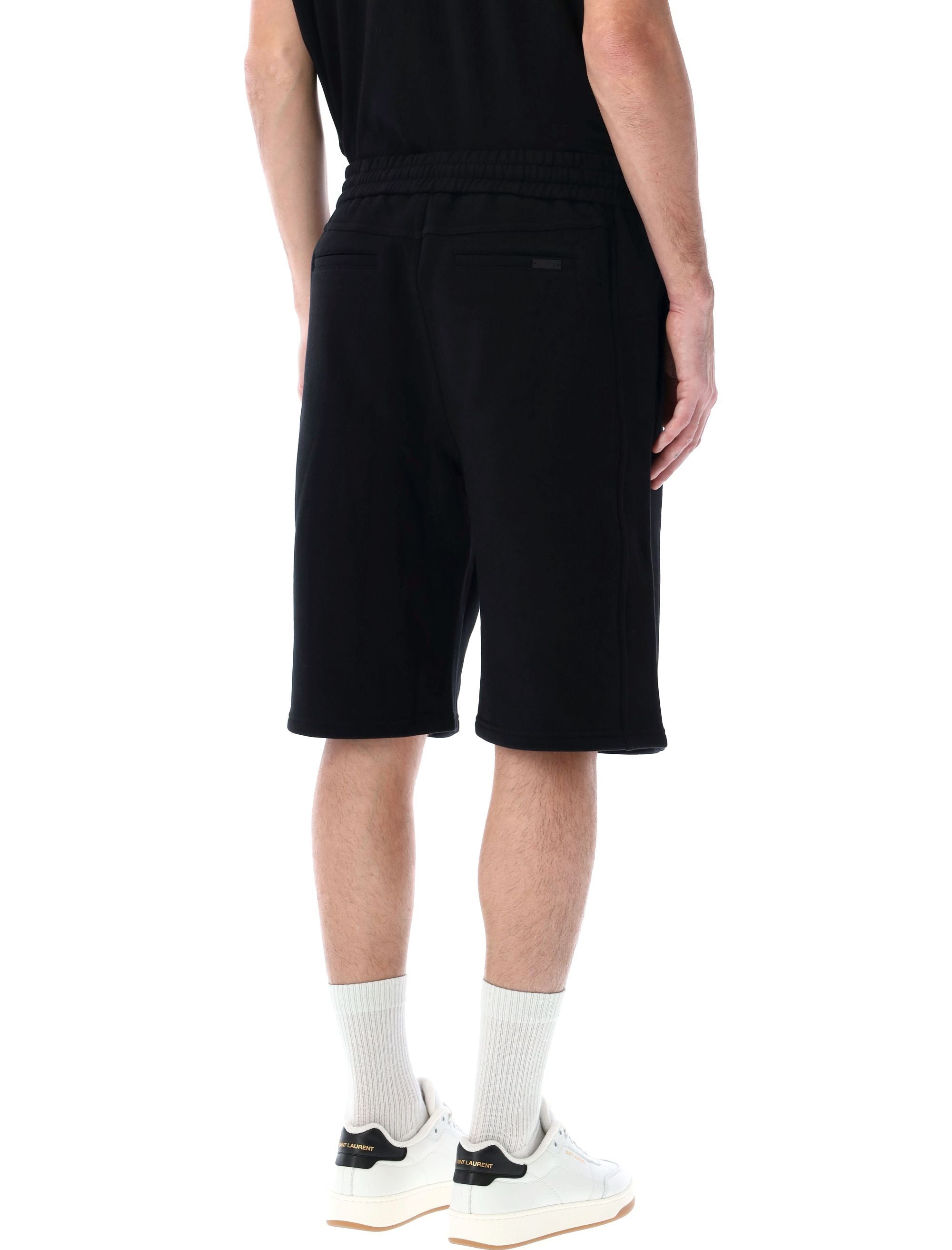 SAINT LAURENT Men's Fleece Shorts with Drawstring Waist - Size L