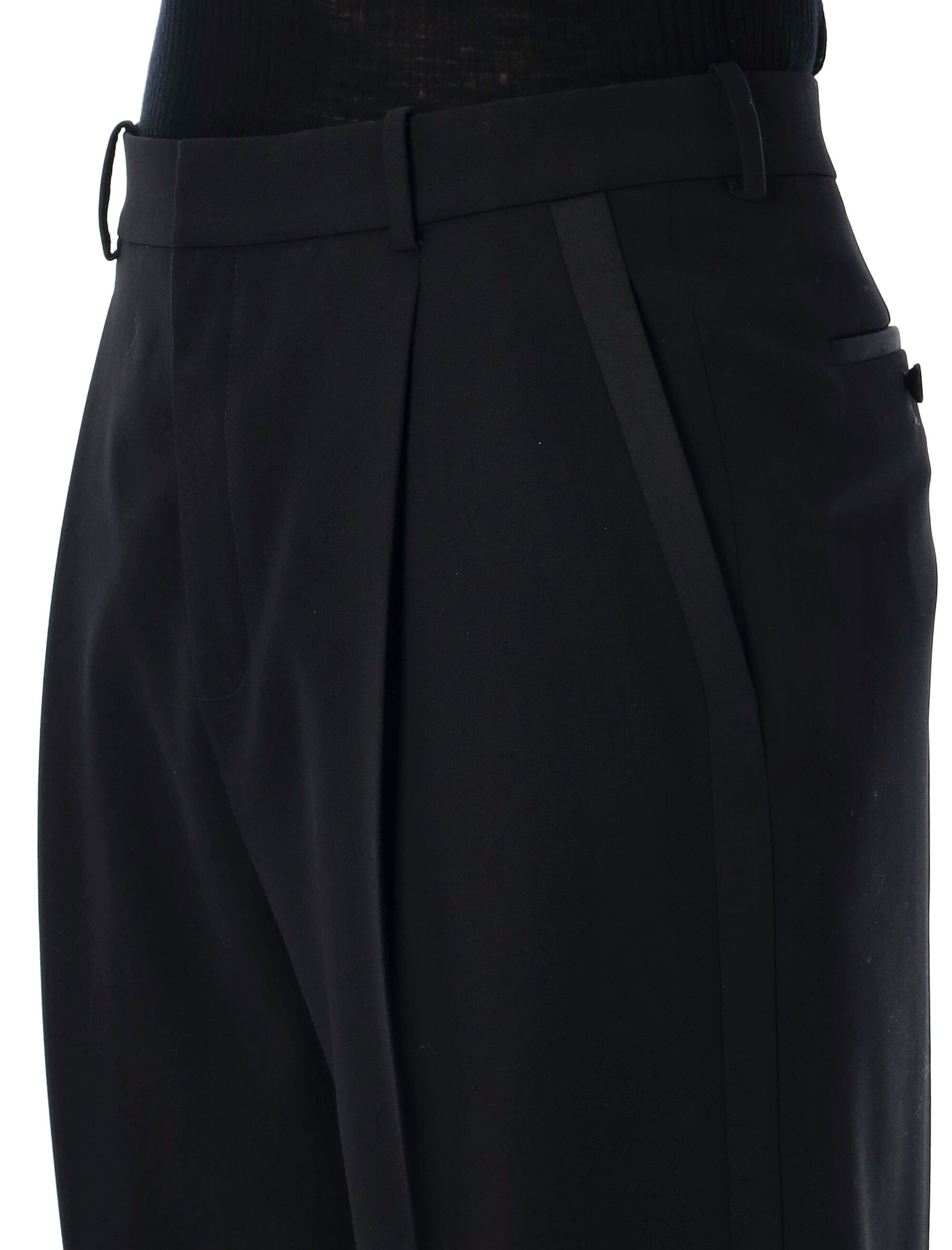 SAINT LAURENT Men's Tuxedo Wool Pants